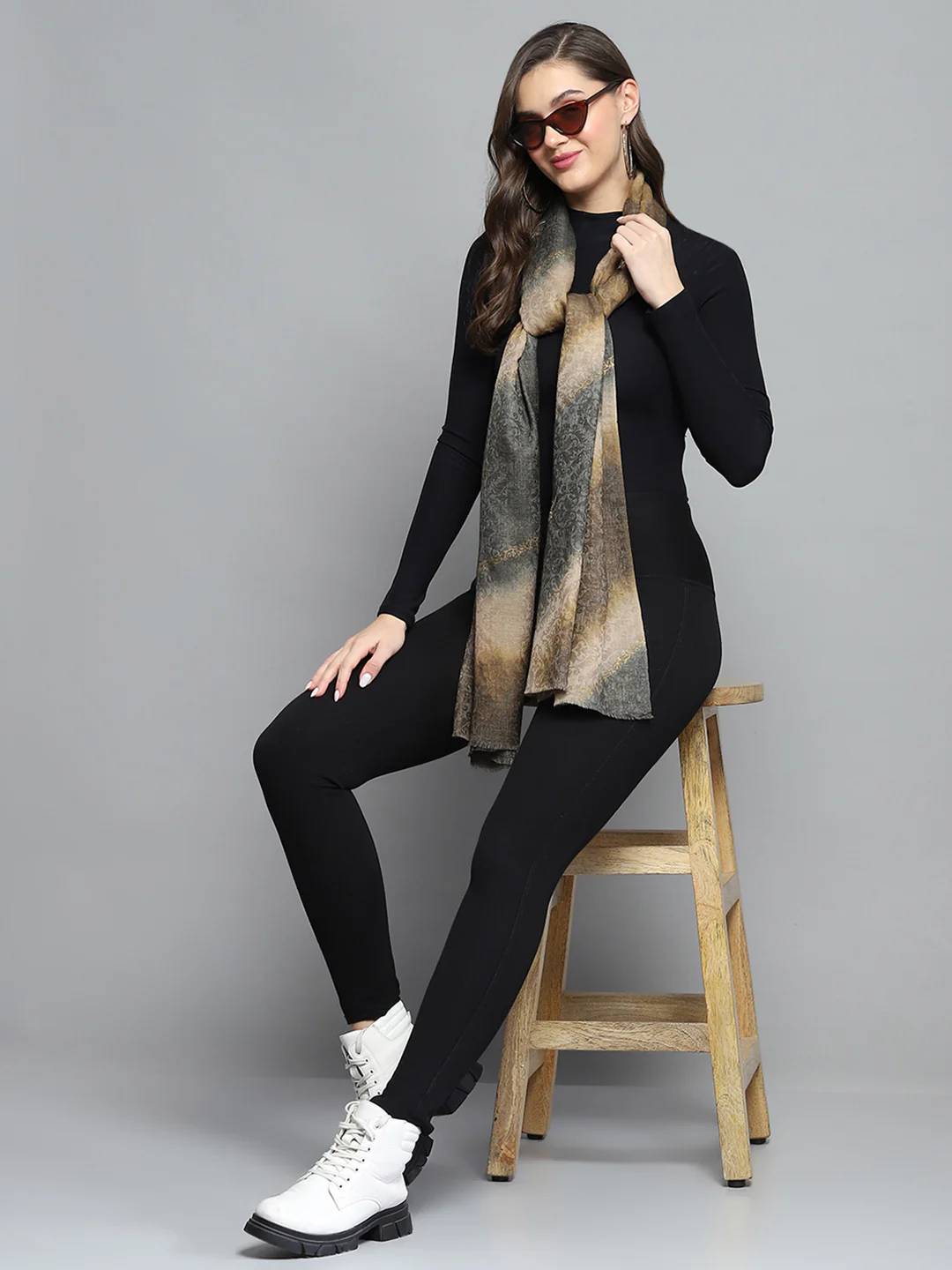 Women Multicolor Self Design Stole - Image 2