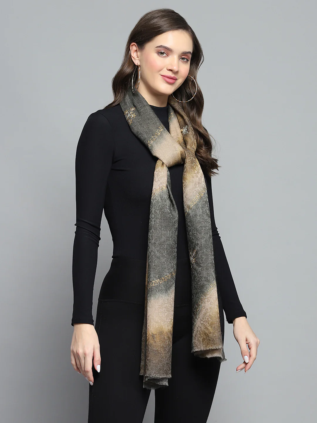 Women Multicolor Self Design Stole - Image 5