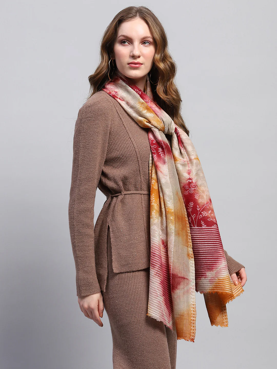 Women Multicolor Self Design Stole - Image 5