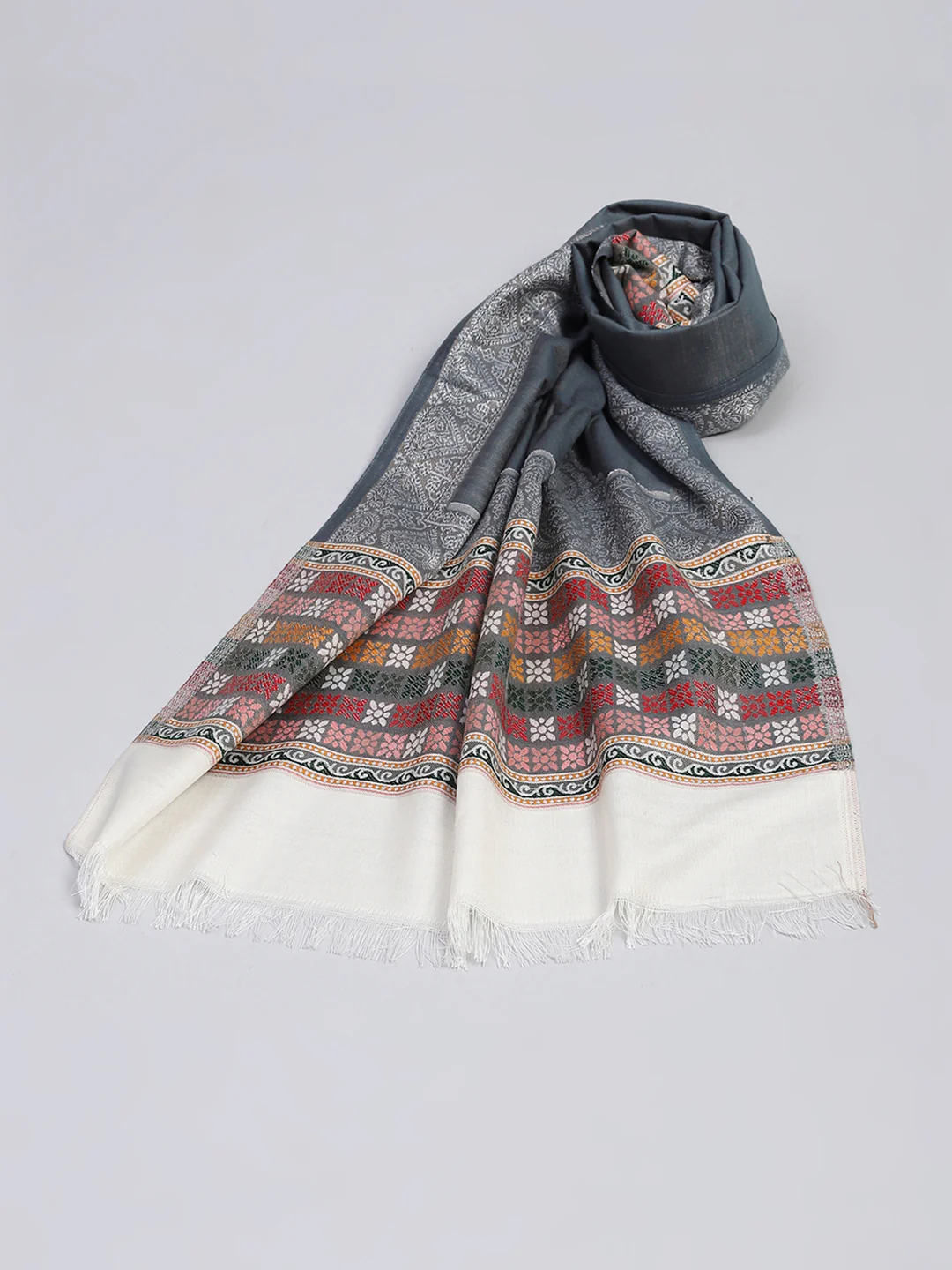 Women Multicolor Self Design Stole - Image 2