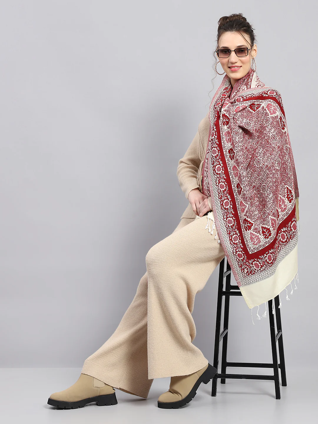 Women Multicolor Self Design Stole - Image 2