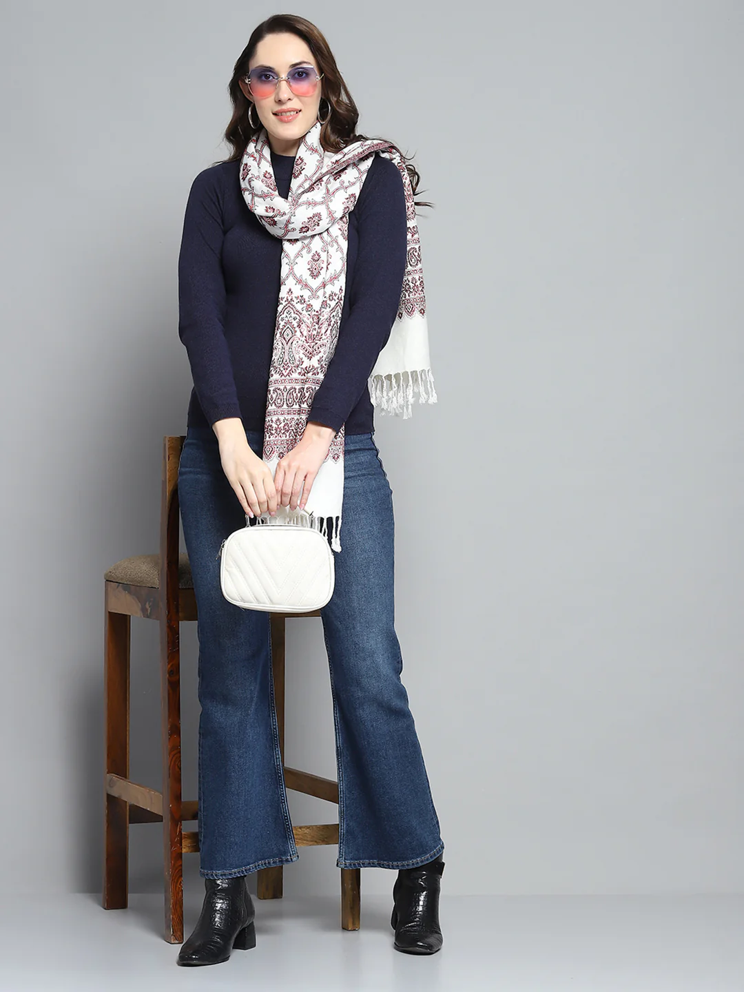 Women Multicolor Self Design Stole - Image 2
