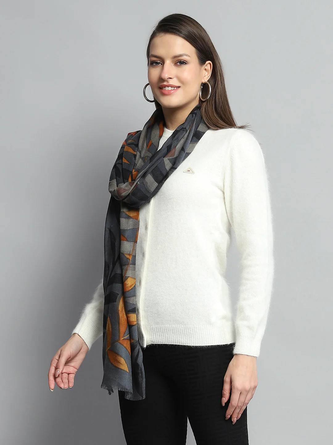 Women Multicolor Self Design Stole - Image 4