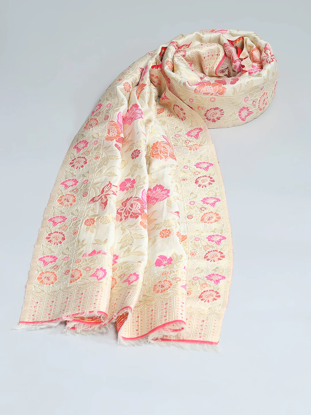 Women Multicolor Self Design Stole - Image 6
