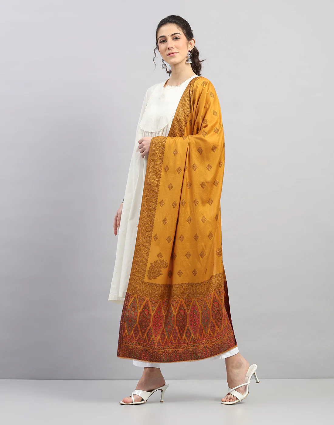 Women Multicolor Self Design   Stole - Image 2