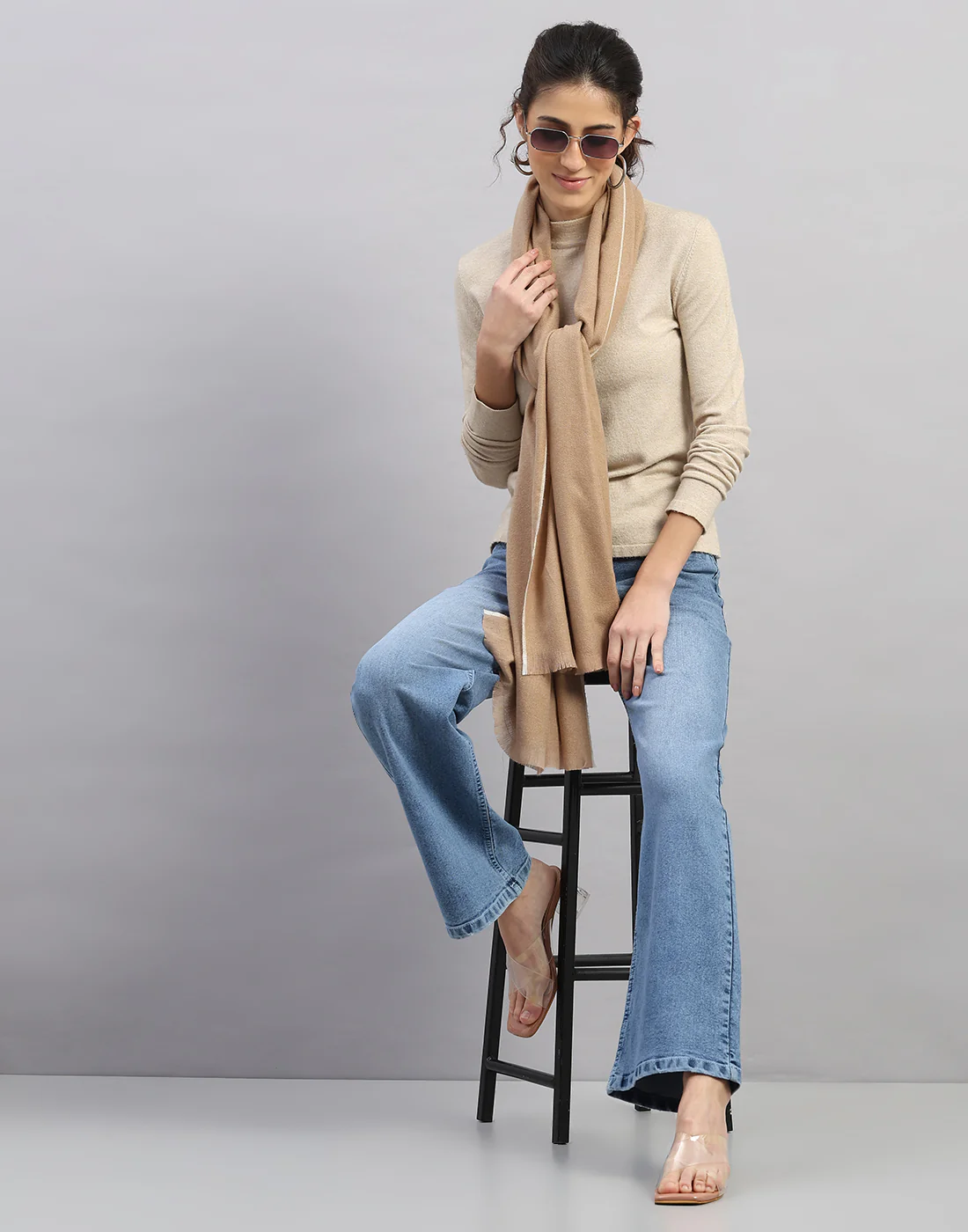 Women Multicolor Self Design   Stole - Image 4
