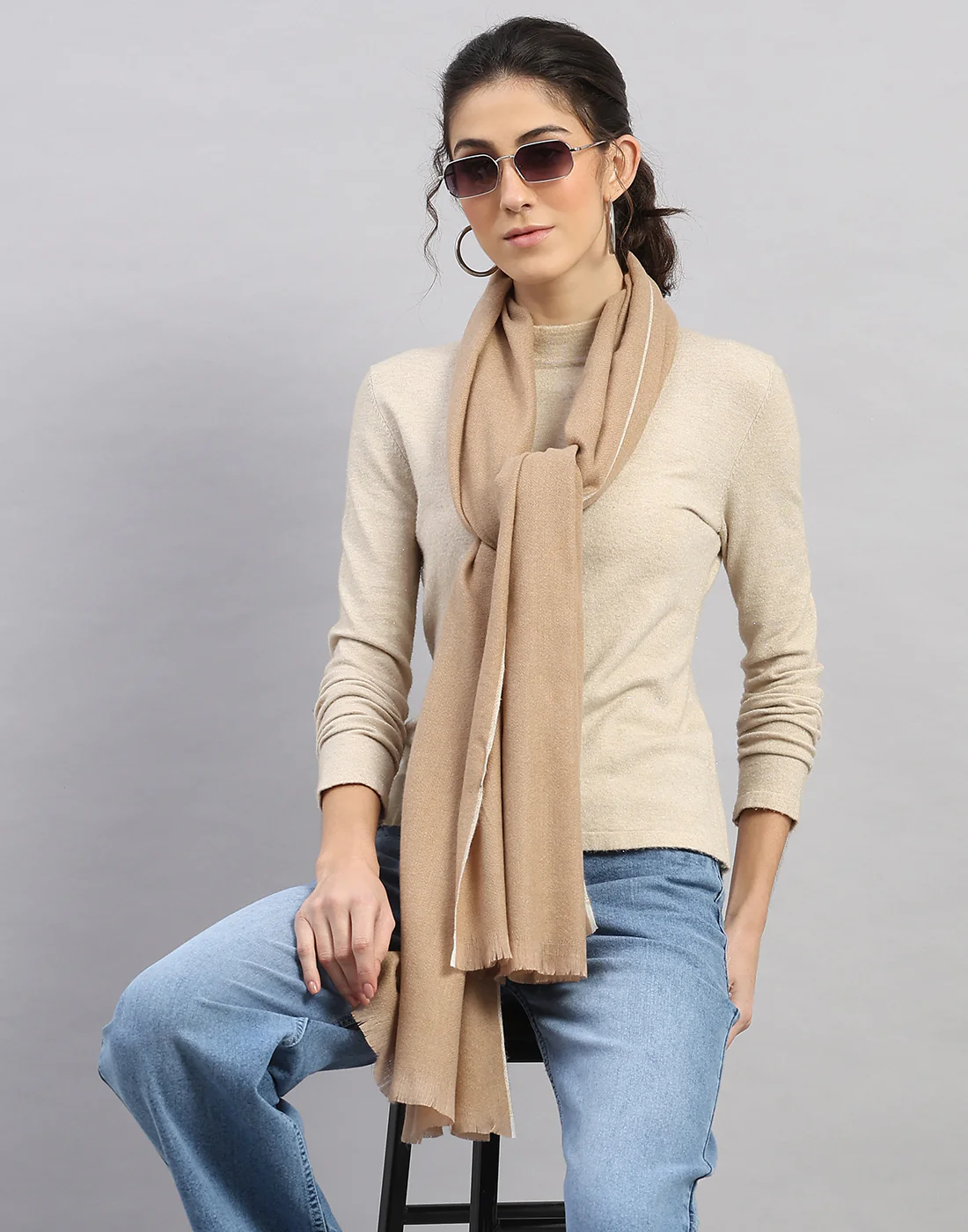 Women Multicolor Self Design   Stole - Image 5