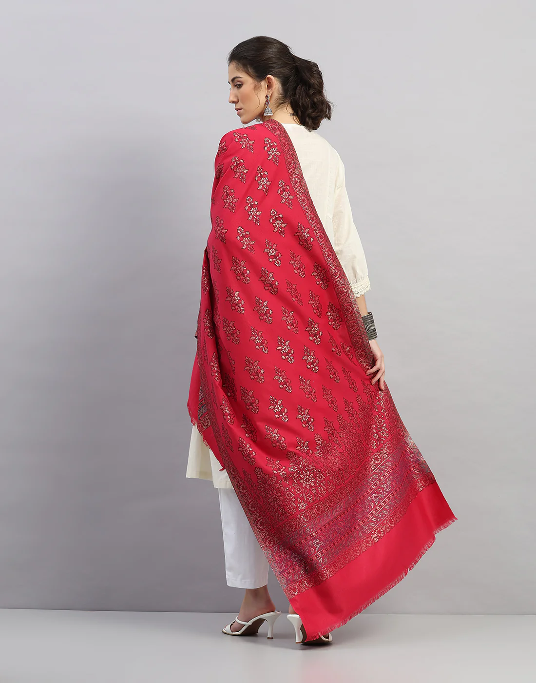 Women Multicolor Self Design   Stole - Image 4