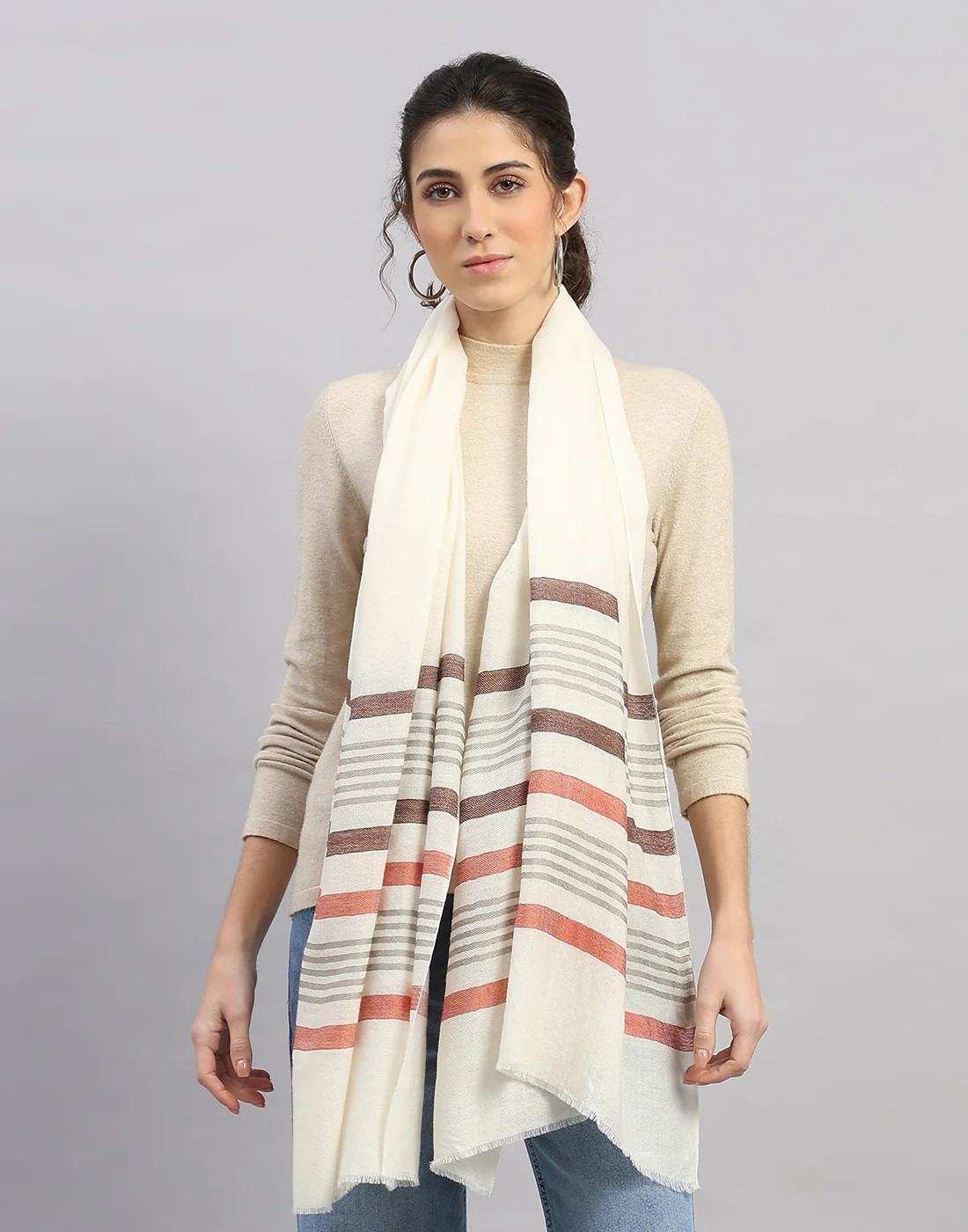Women Multicolor Self Design   Stole - Image 5