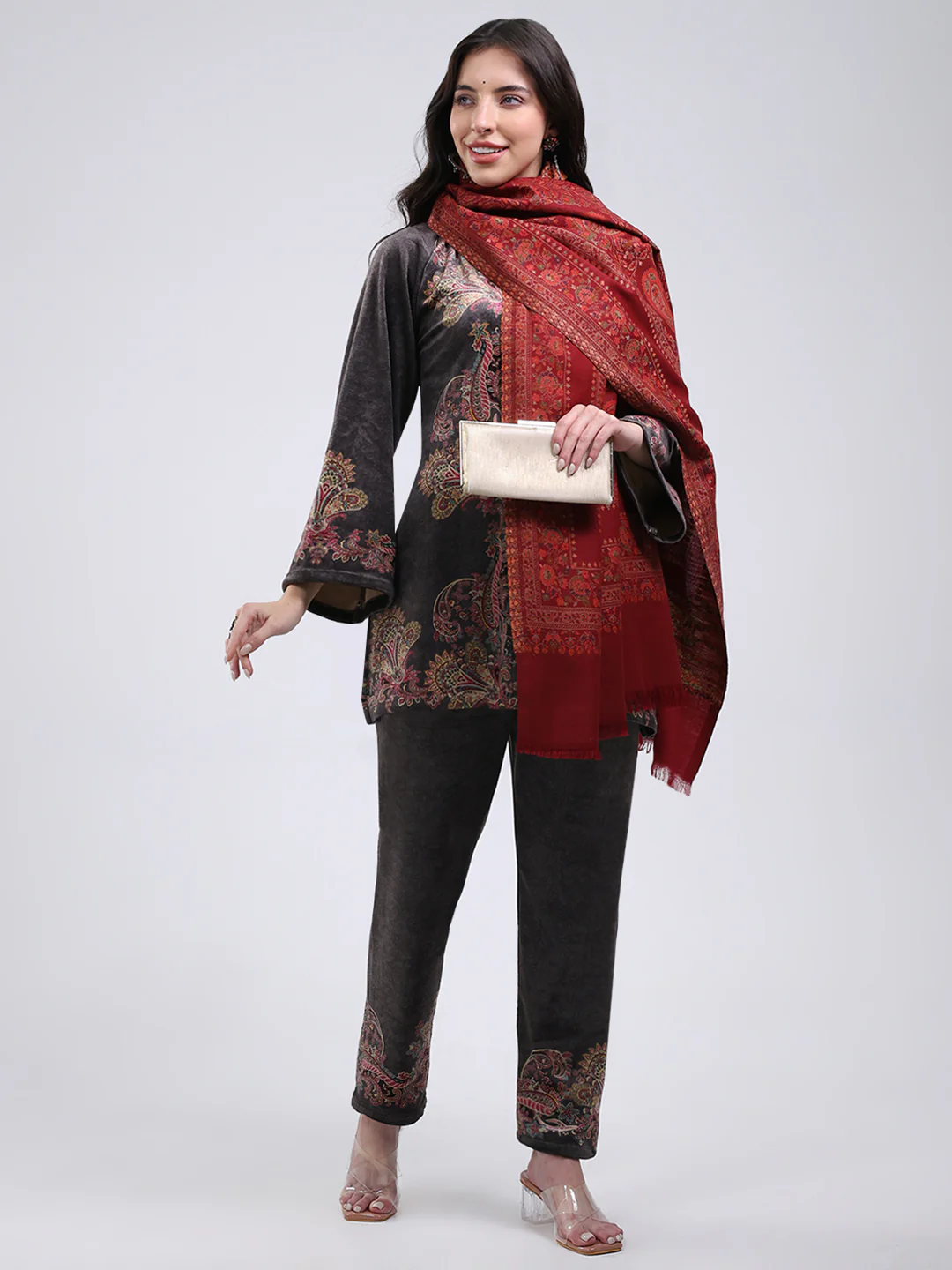 Women Multicolor Self Design Wool Blend Shawl - Image 2