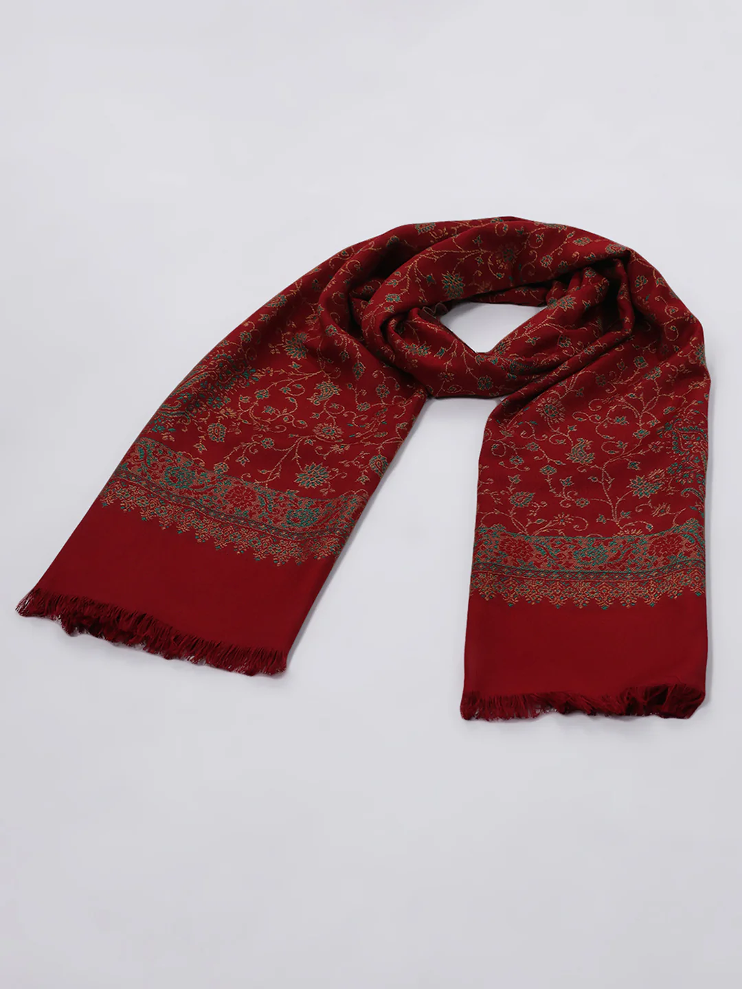 Women Multicolor Self Design Wool Blend Stole - Image 6