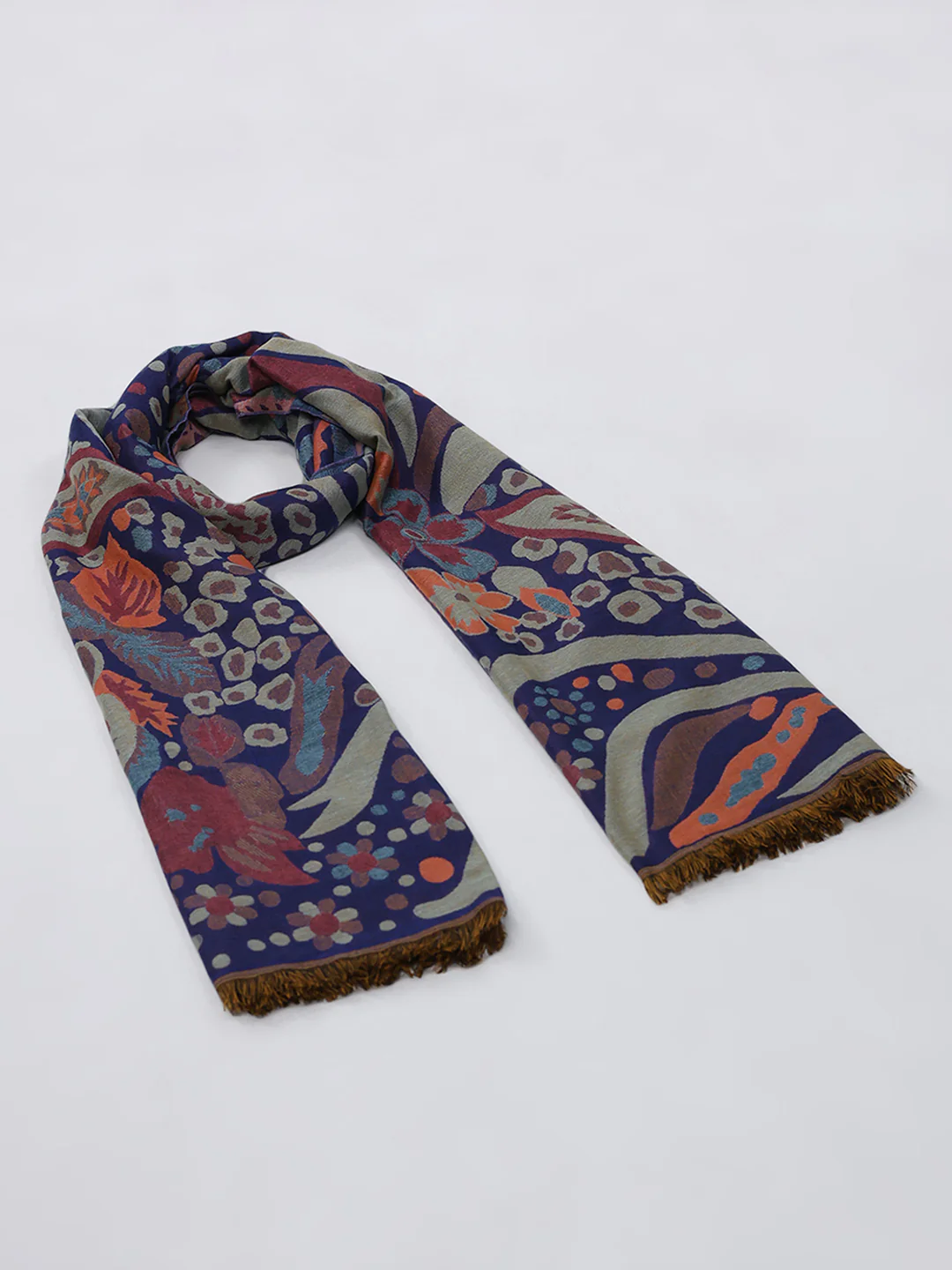 Women Multicolor Self Design Wool Blend Stole - Image 6