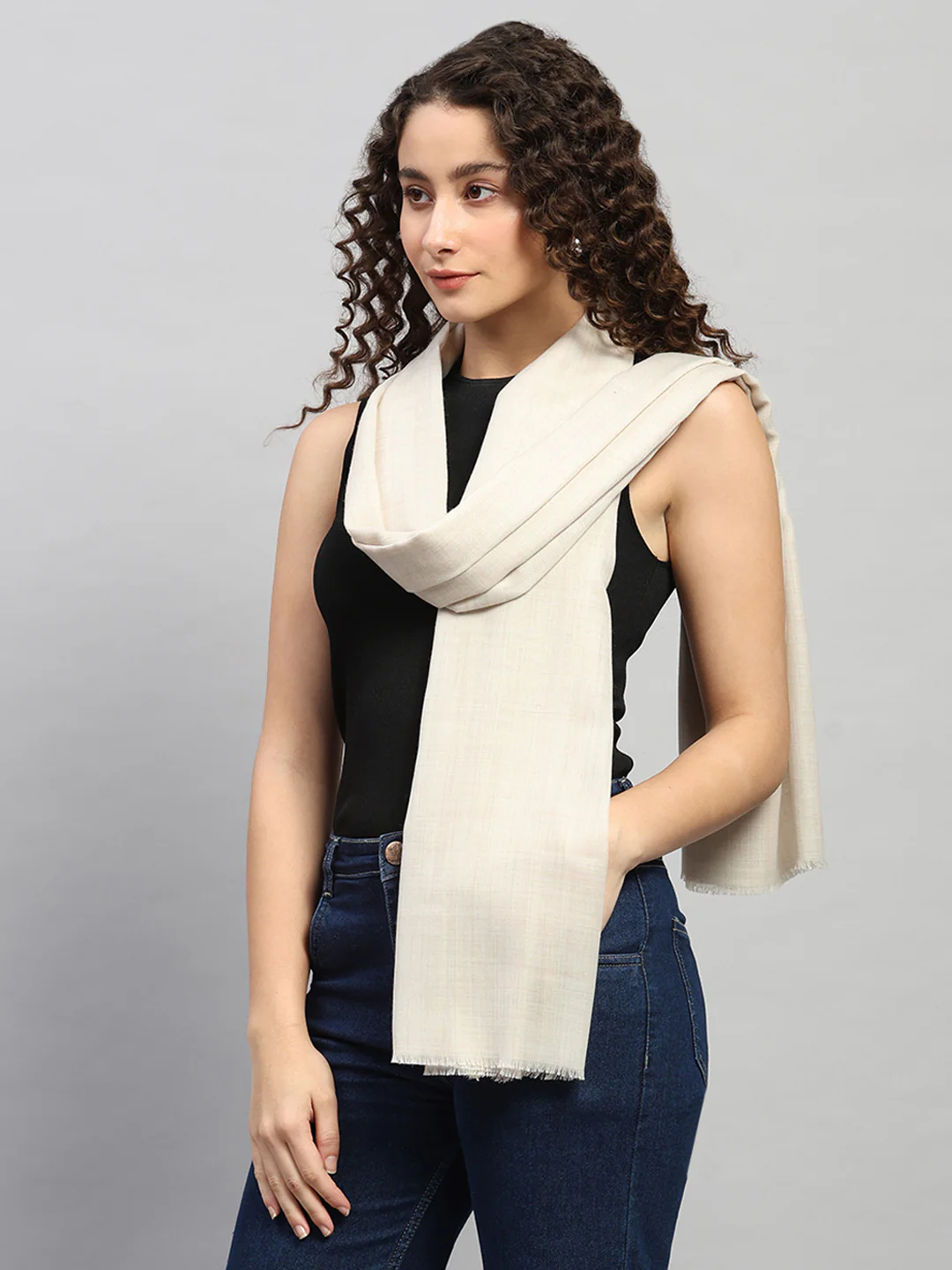Women Multicolor Self Design Wool Shawl - Image 3