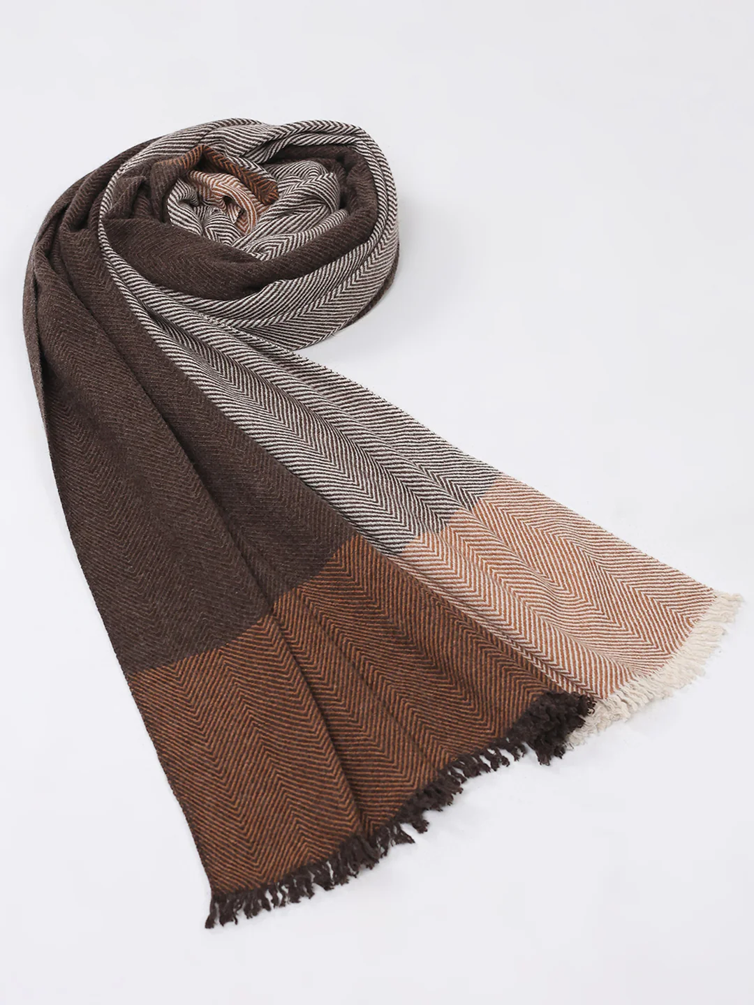 Women Multicolor Self Design Wool Stole - Image 7