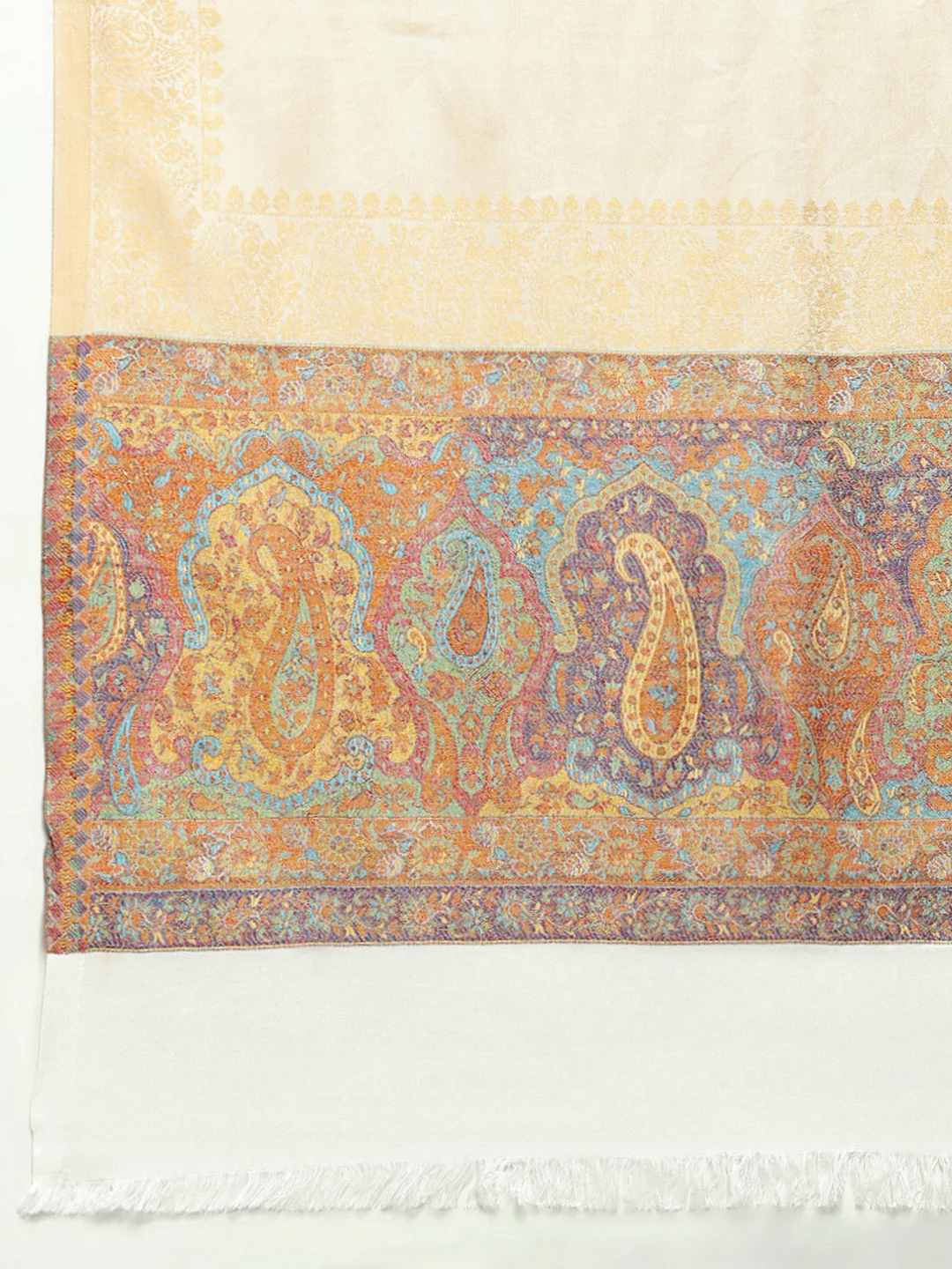 Women Multicolor Self Design Wool Stole - Image 7