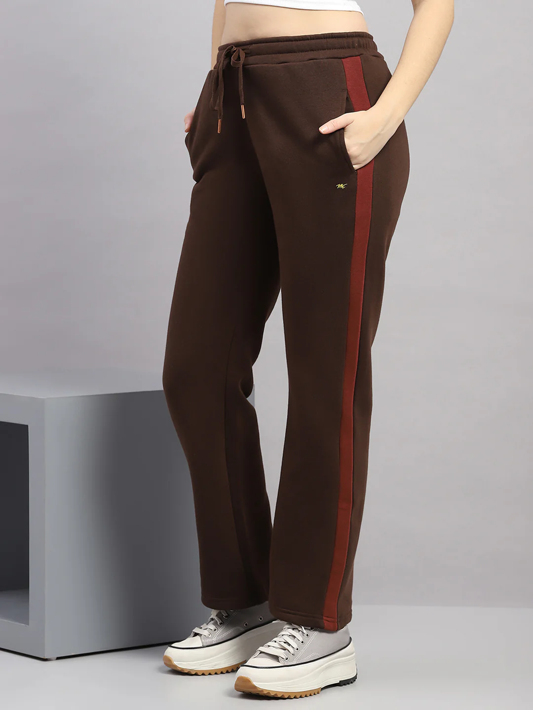 Women Mustard Printed Hooded Full Sleeve Winter Tracksuit - Image 7