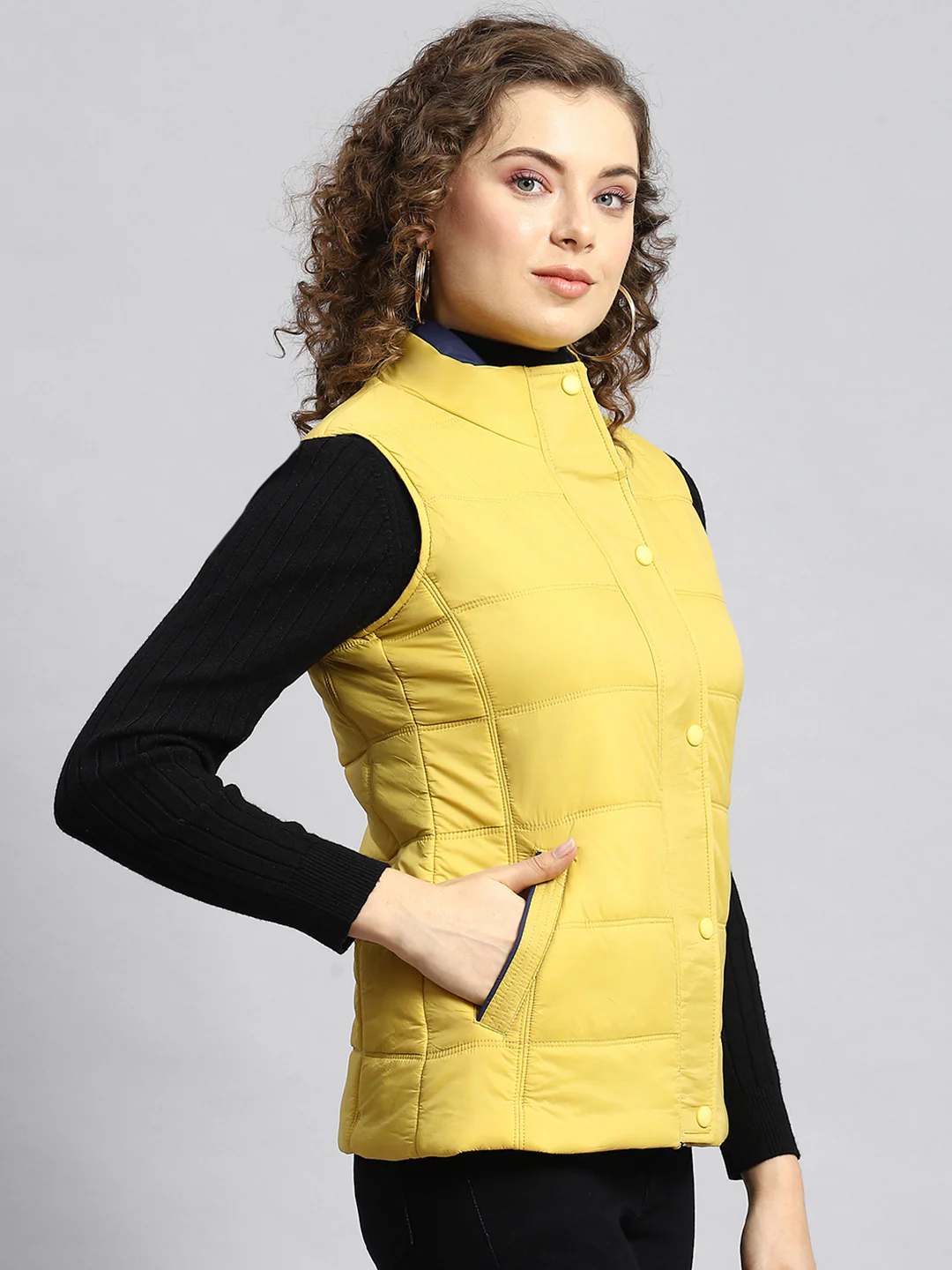 Women Mustard Printed Jacket - Image 3