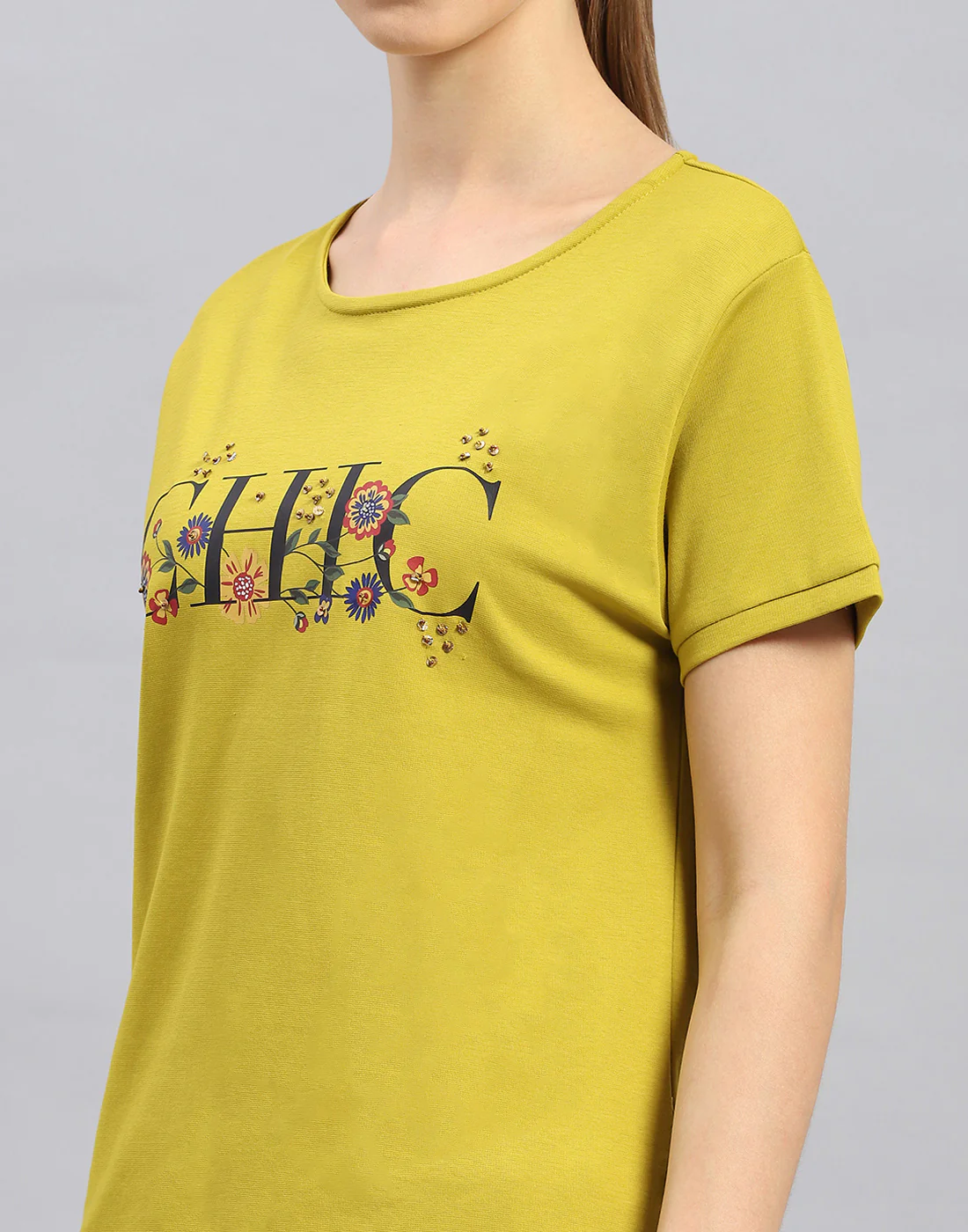 Women Mustard Printed Round Neck Half Sleeve Lower Set - Image 7