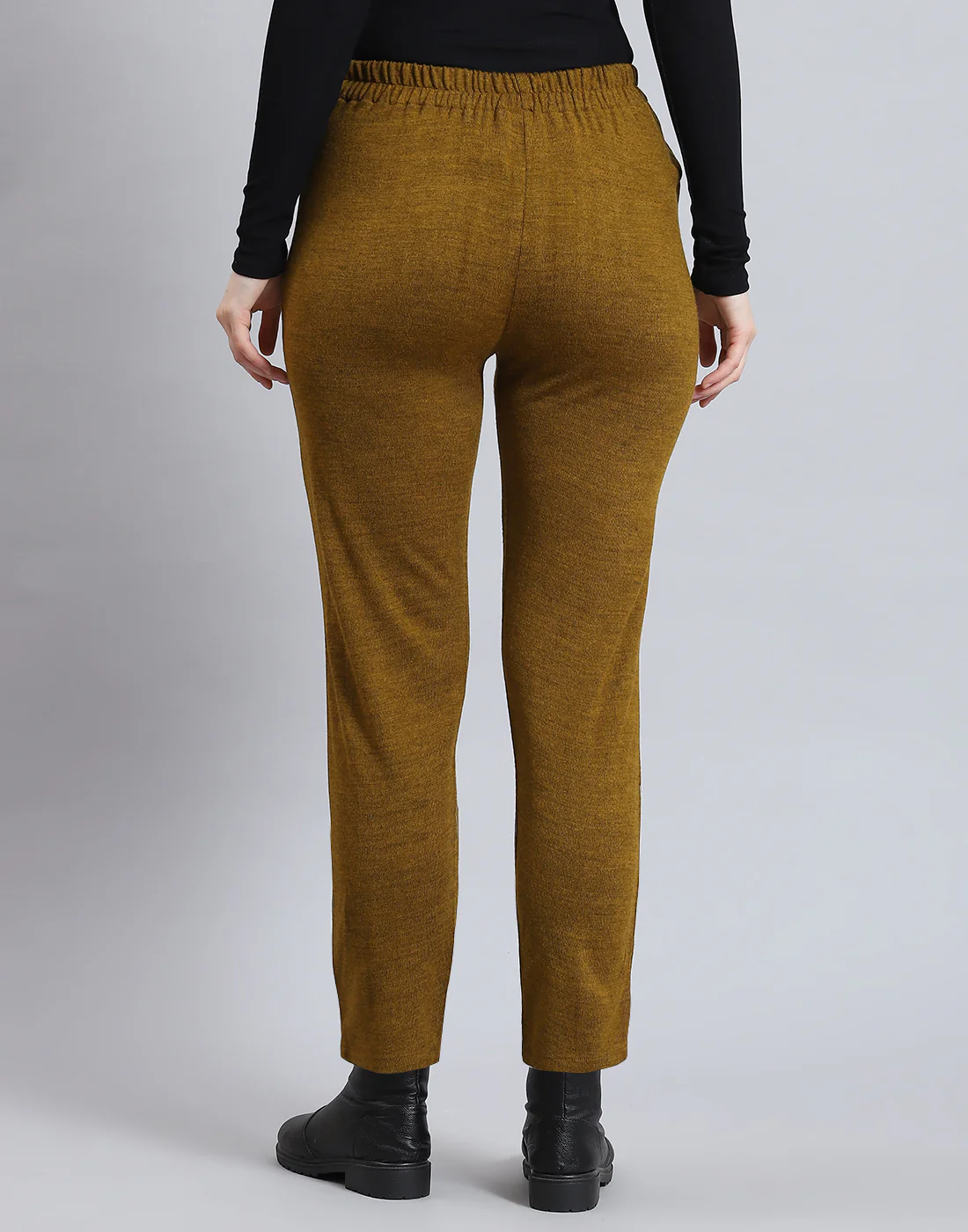 Women Mustard Self Design Regular Fit Winter Lower - Image 6