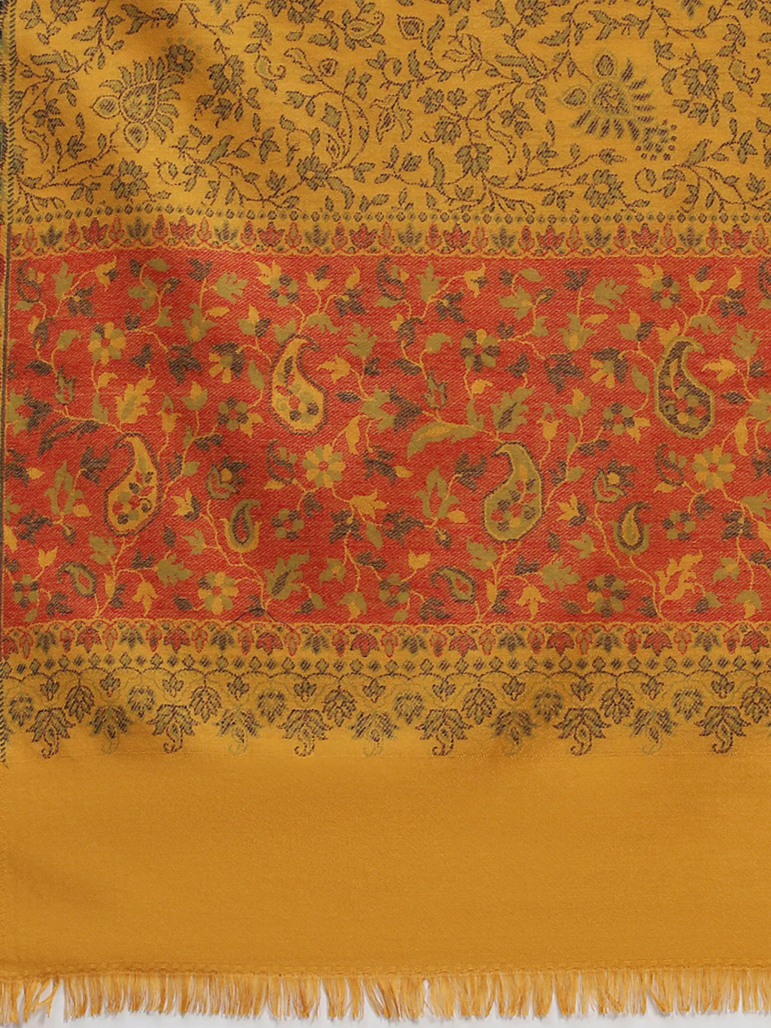 Women Mustard Self Design Shawl - Image 6