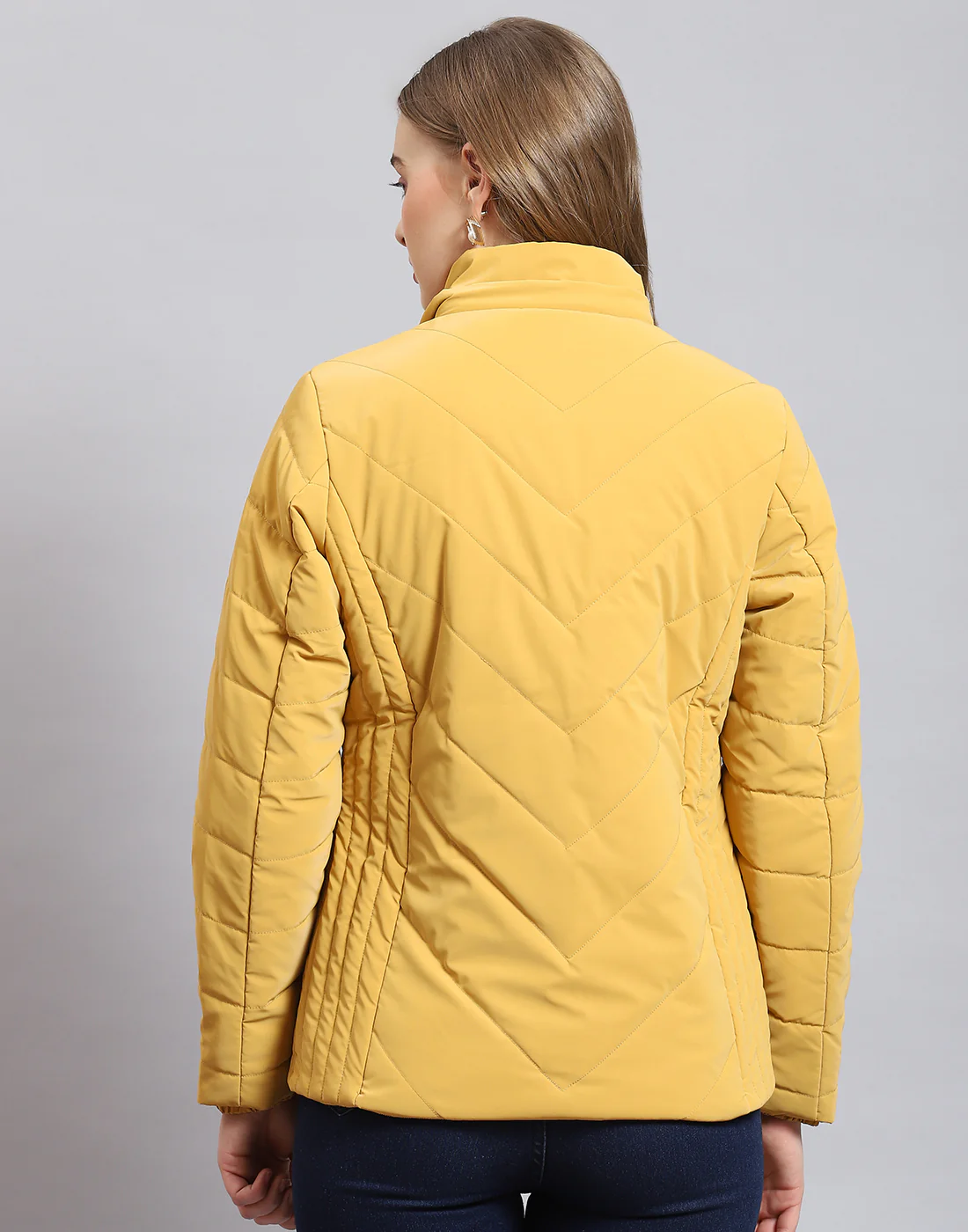 Women Mustard Solid Hooded Full Sleeve Jacket - Image 5