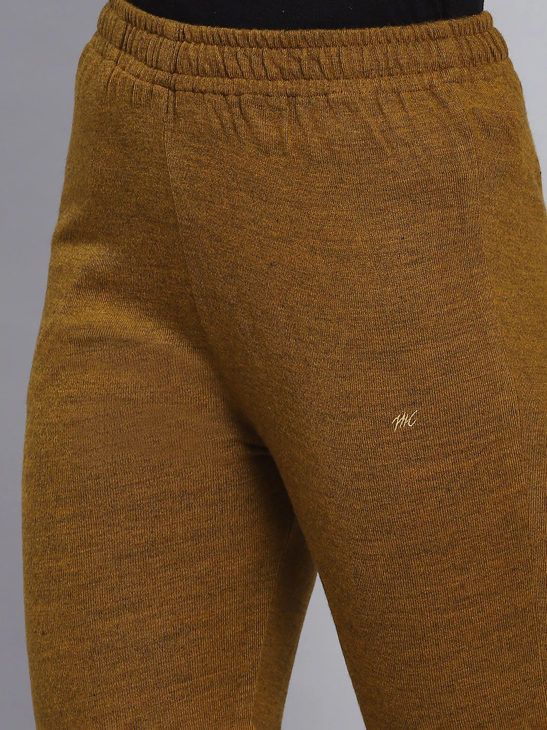 Women Mustard Solid Regular Fit Winter Lowers - Image 6
