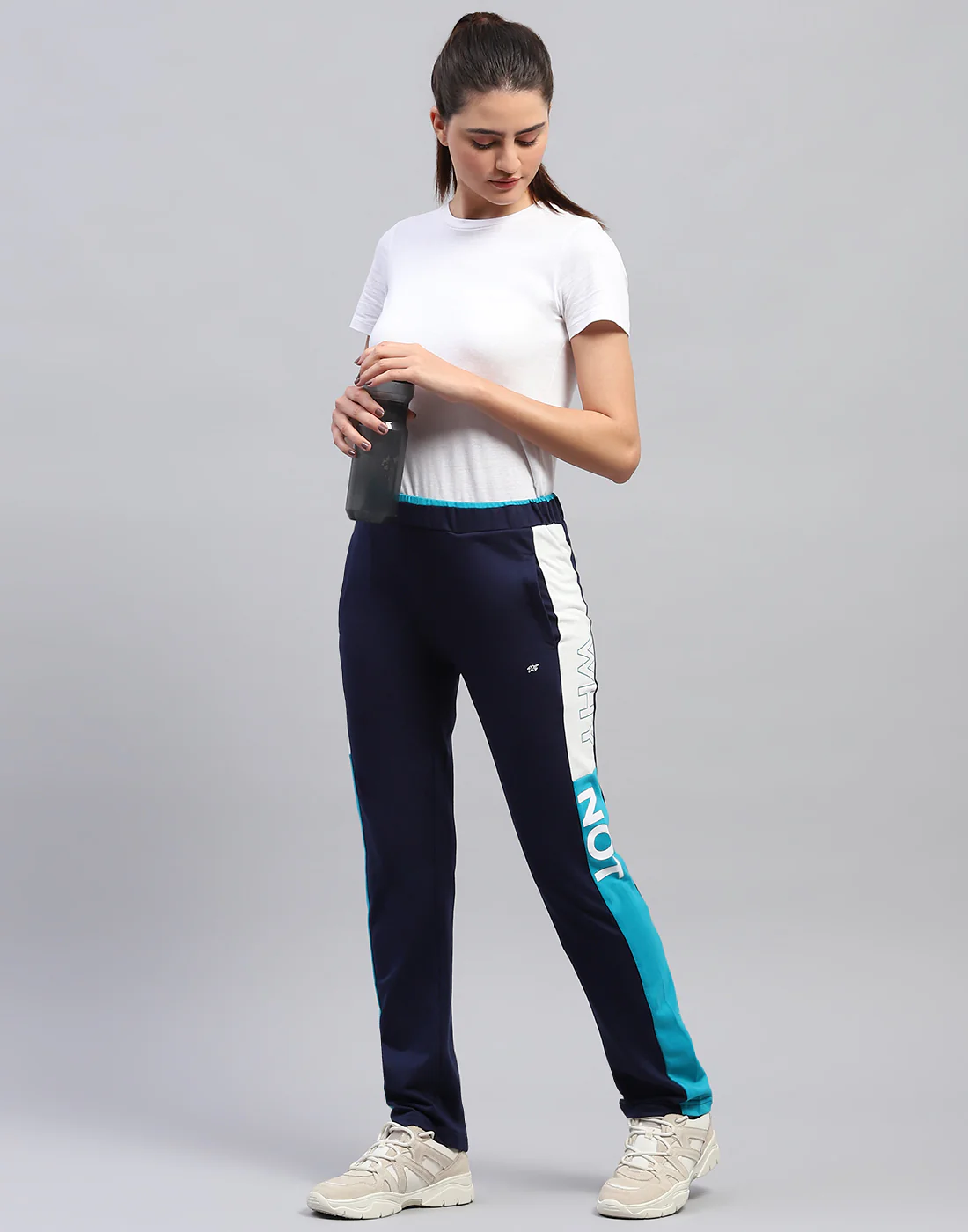 Women Navy Blue Colourblocked Regular Fit Lower - Image 3