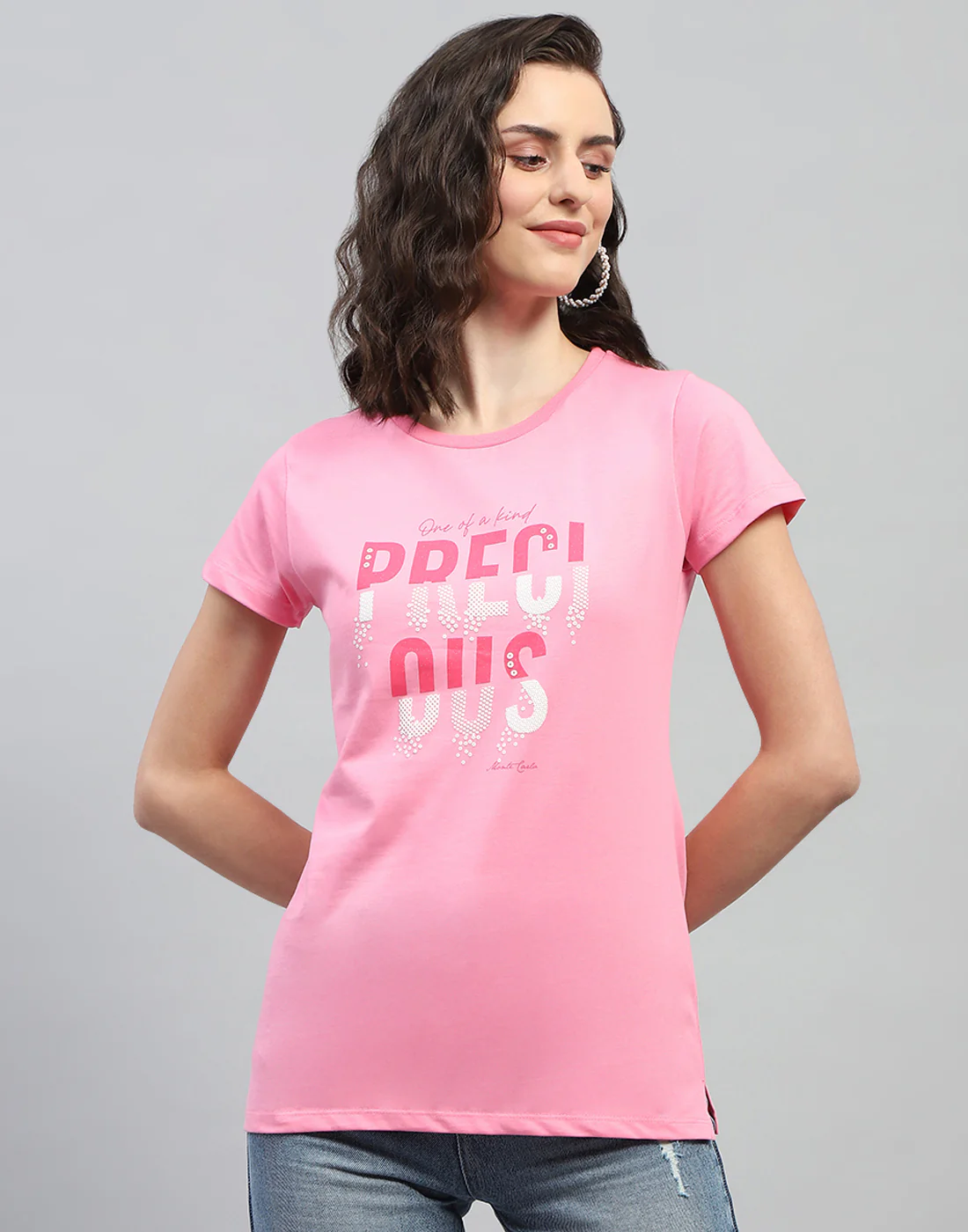 Women Navy Blue & Pink Printed Round Neck Half Sleeve Top (Pack of 2) - Image 3