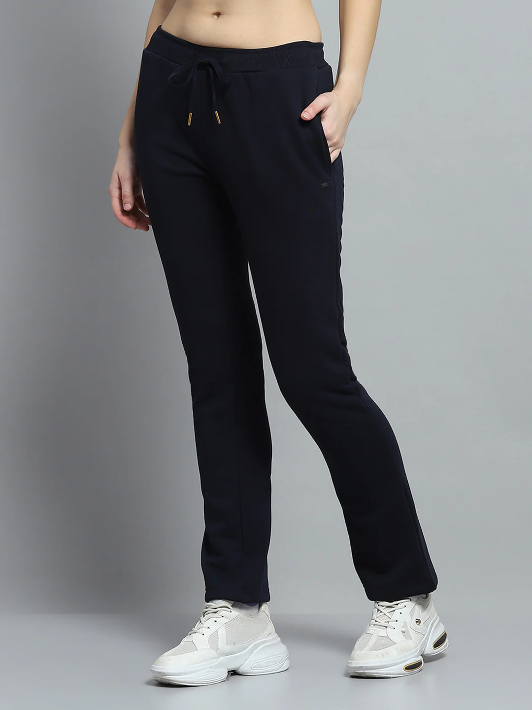 Women Navy Blue Printed Hooded Full Sleeve Tracksuit - Image 8