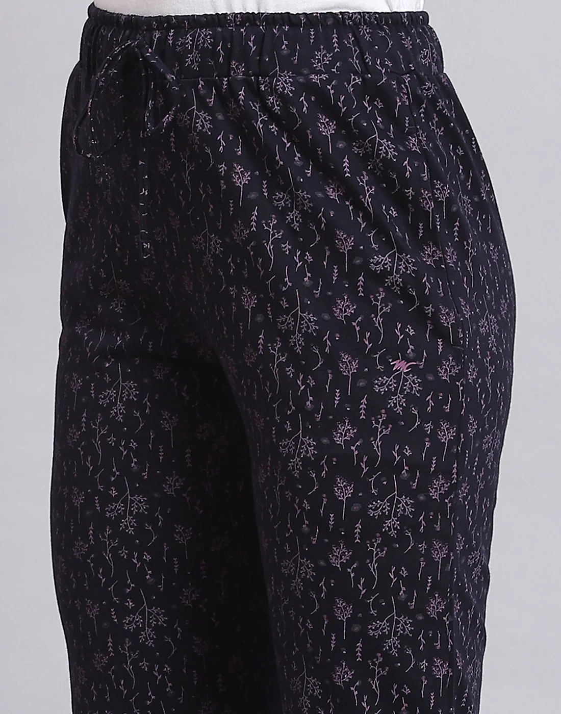 Women Navy Blue Printed Regular Fit Lower - Image 6