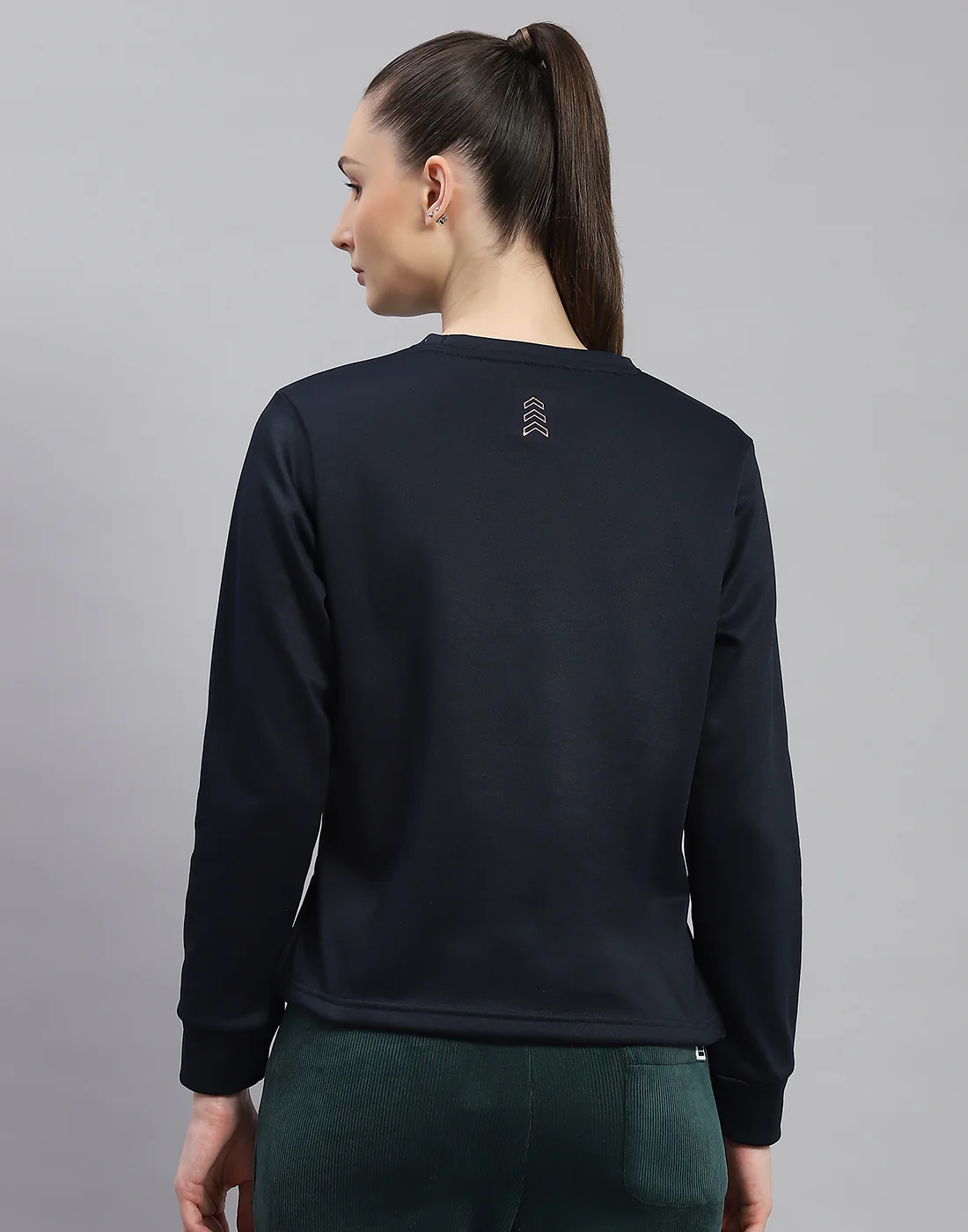 Rock.it Women Navy Blue Printed Round Neck Full Sleeve Sweatshirt - Image 5