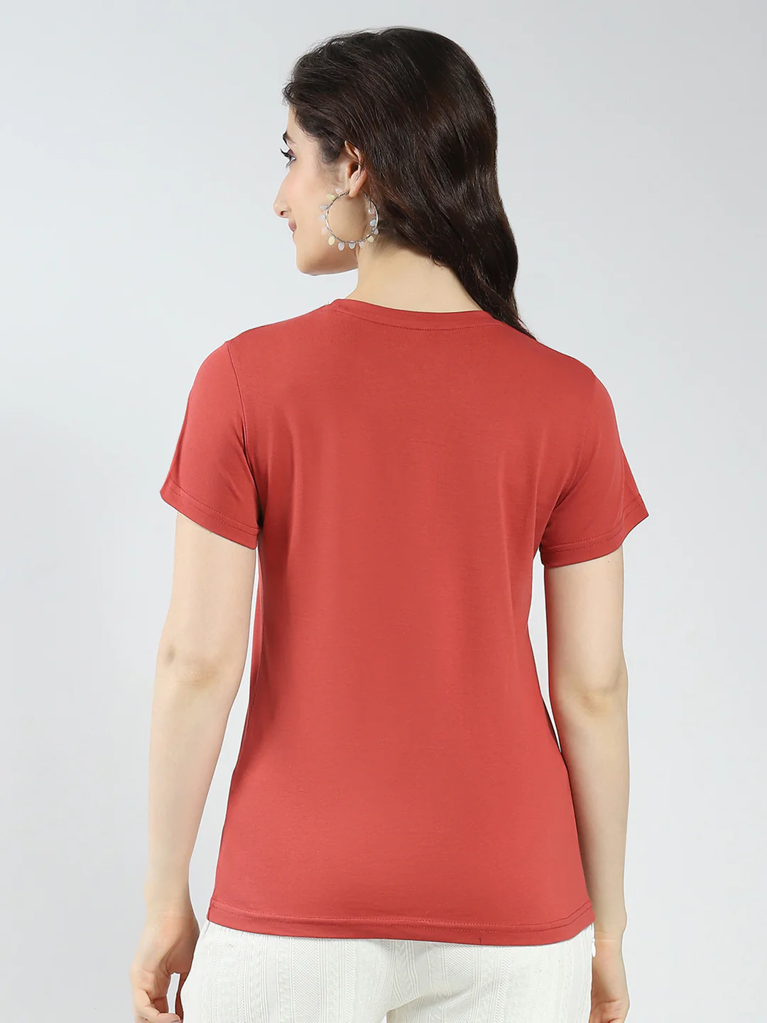Women Navy Blue & Rust Solid Round Neck Half Sleeve Top 2Pc Set - Image 10