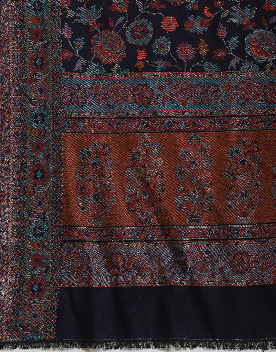 Women Navy Blue Self Design Shawl - Image 6