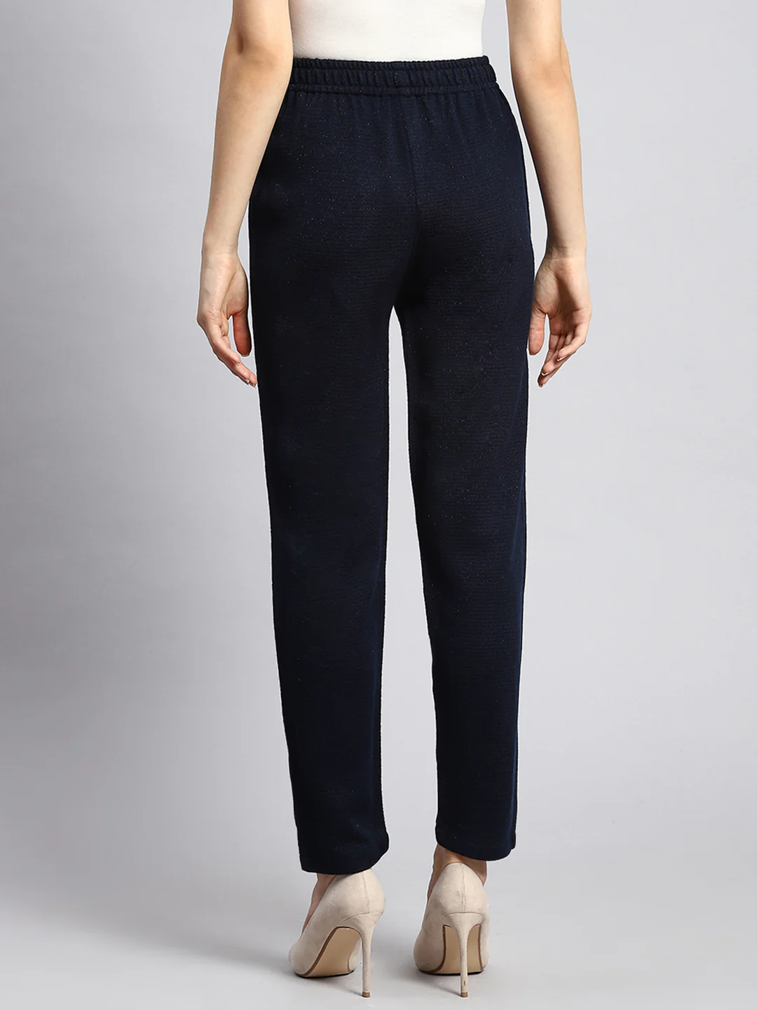 Women Navy Blue Self Winter Lower - Image 5