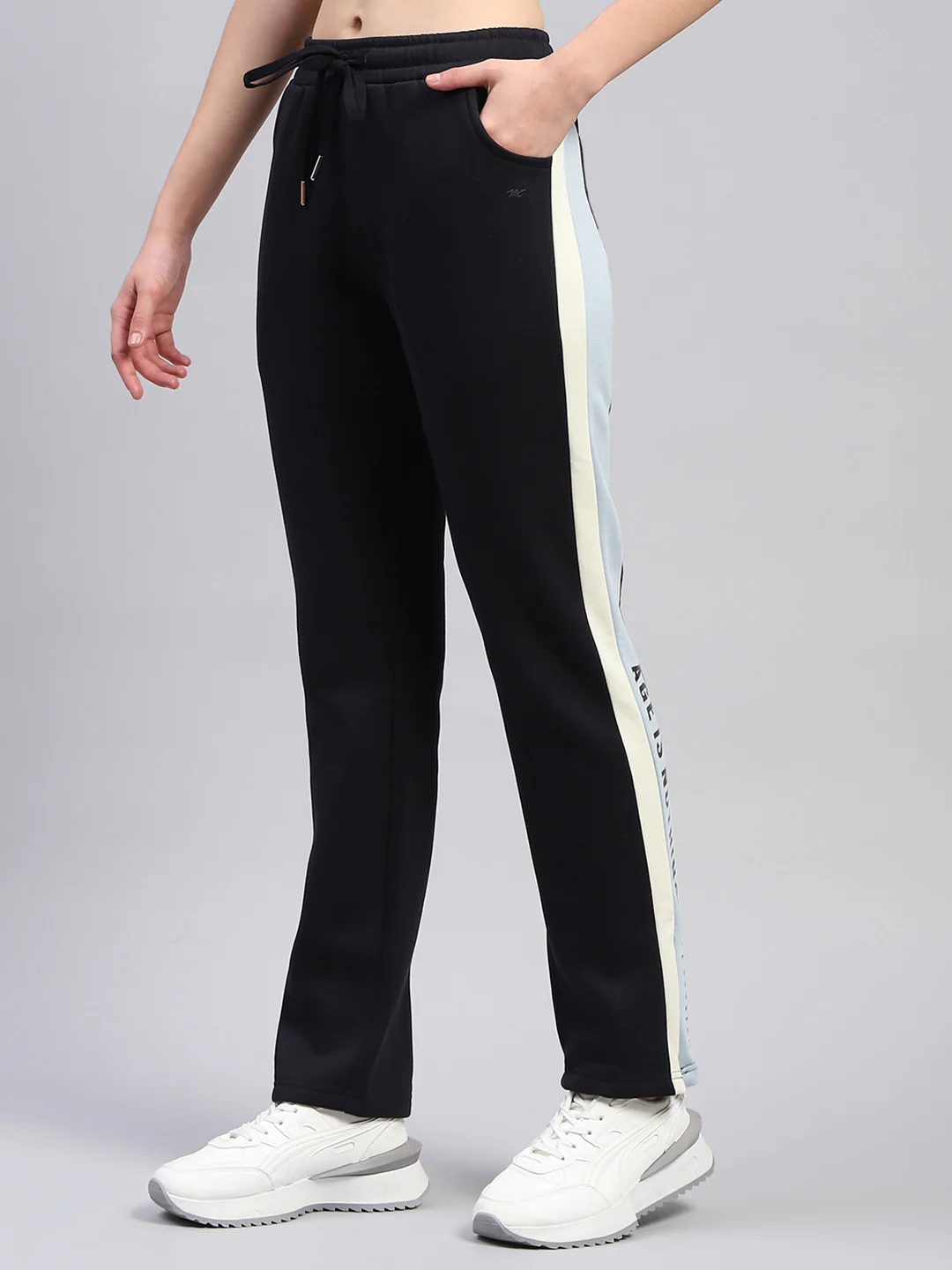 Women Navy Blue Solid Regular Fit Lower - Image 3