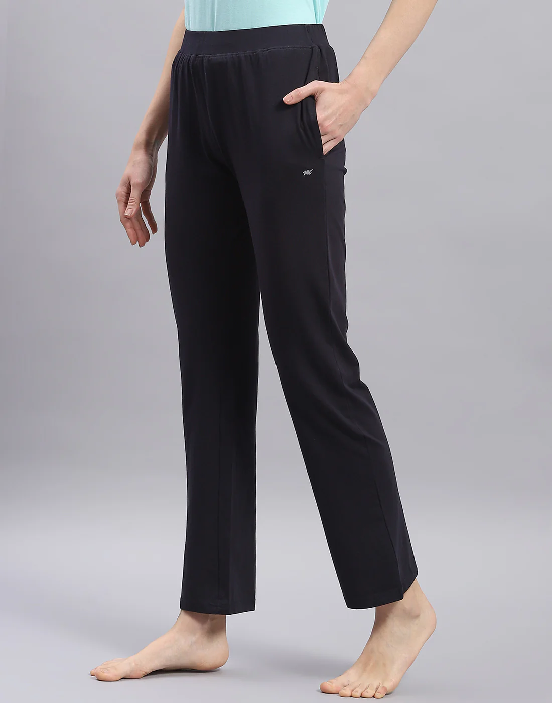 Women Navy Blue Solid Regular Fit Lower - Image 3
