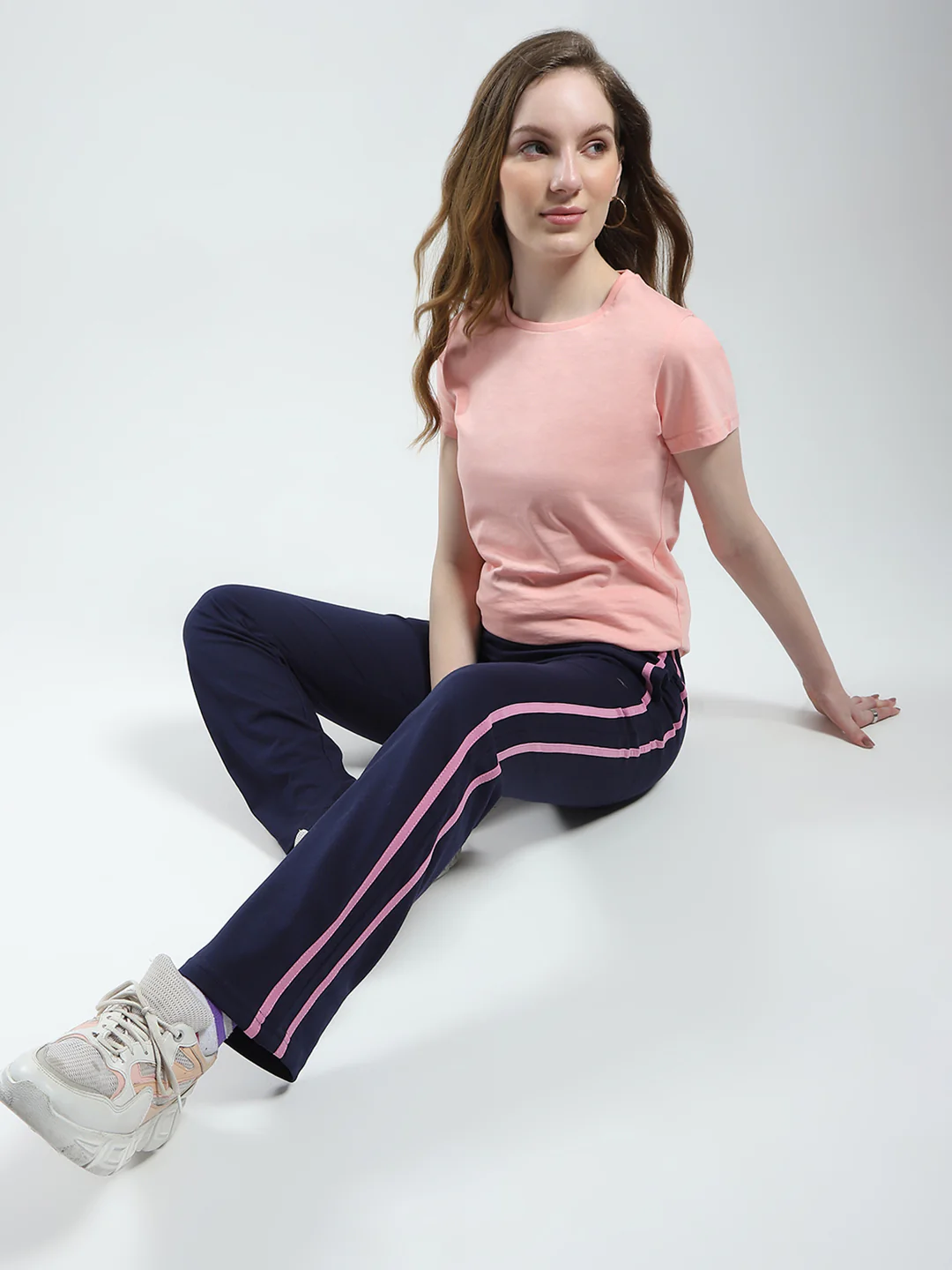 Women Navy Blue Solid Regular Fit Lower - Image 2
