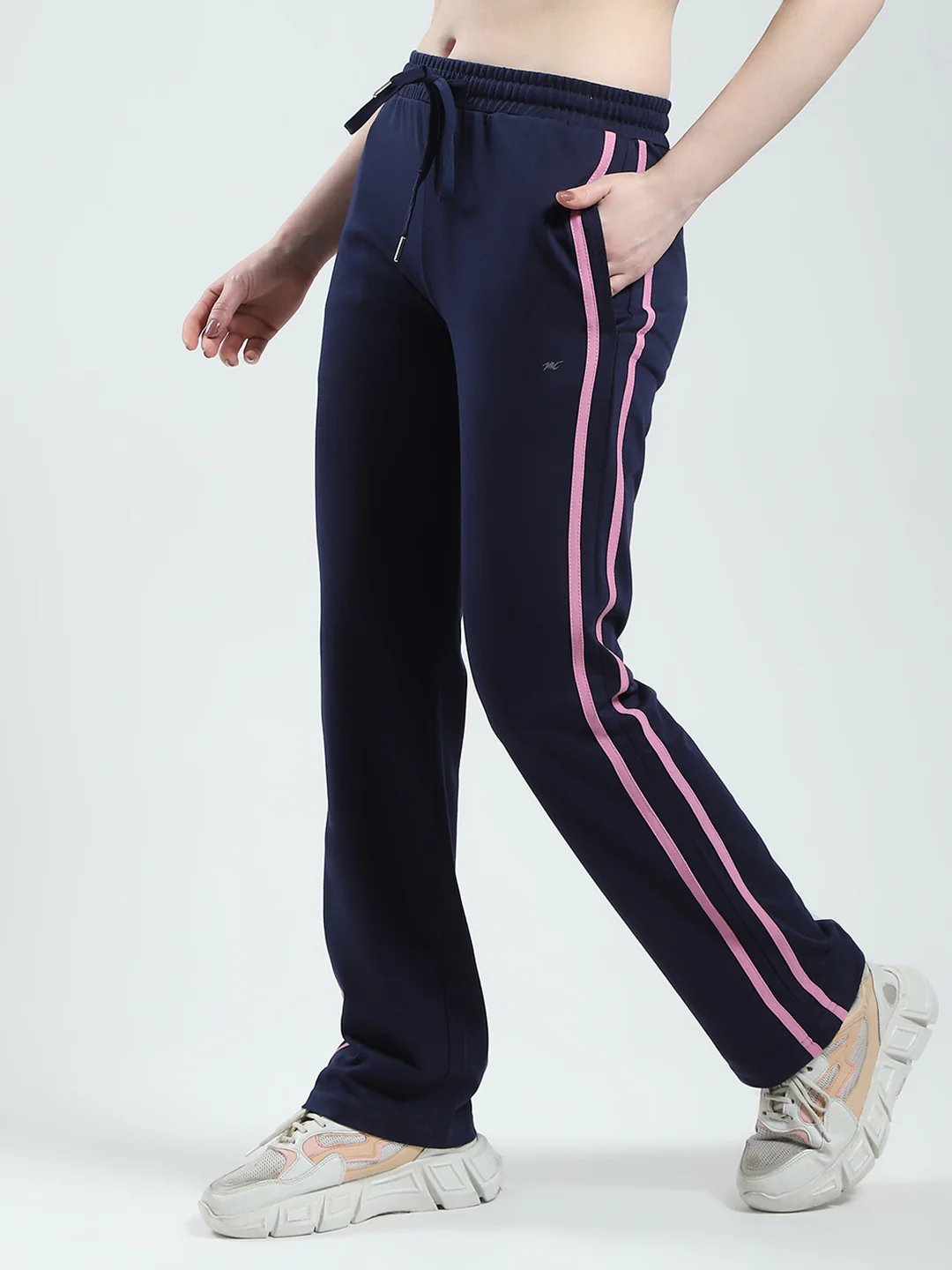 Women Navy Blue Solid Regular Fit Lower - Image 3