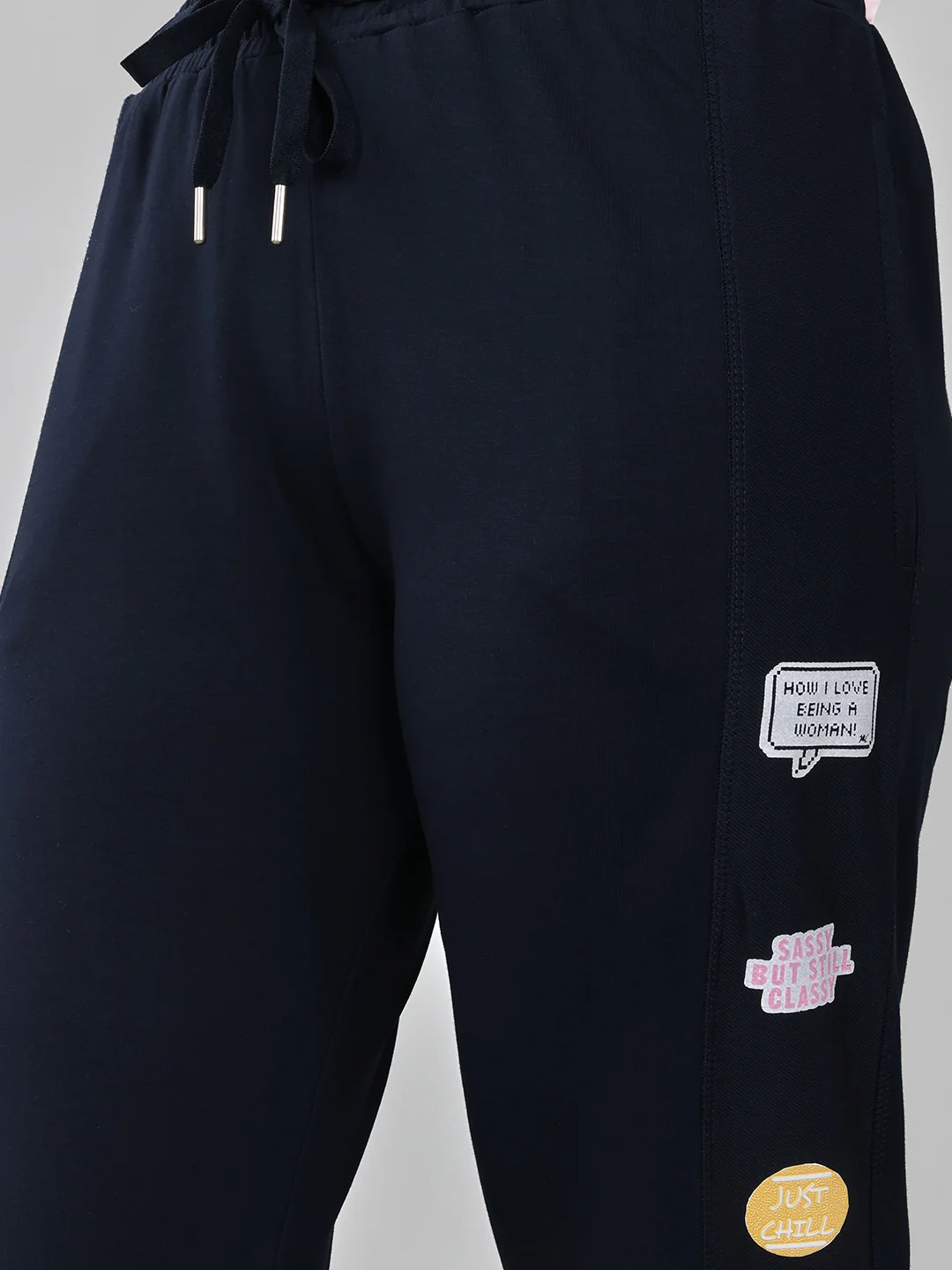 Women Navy Blue Solid Regular Fit Lower - Image 5