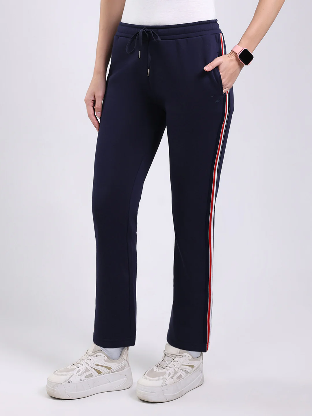 Women Navy Blue Solid Regular Fit Winter Lower - Image 3