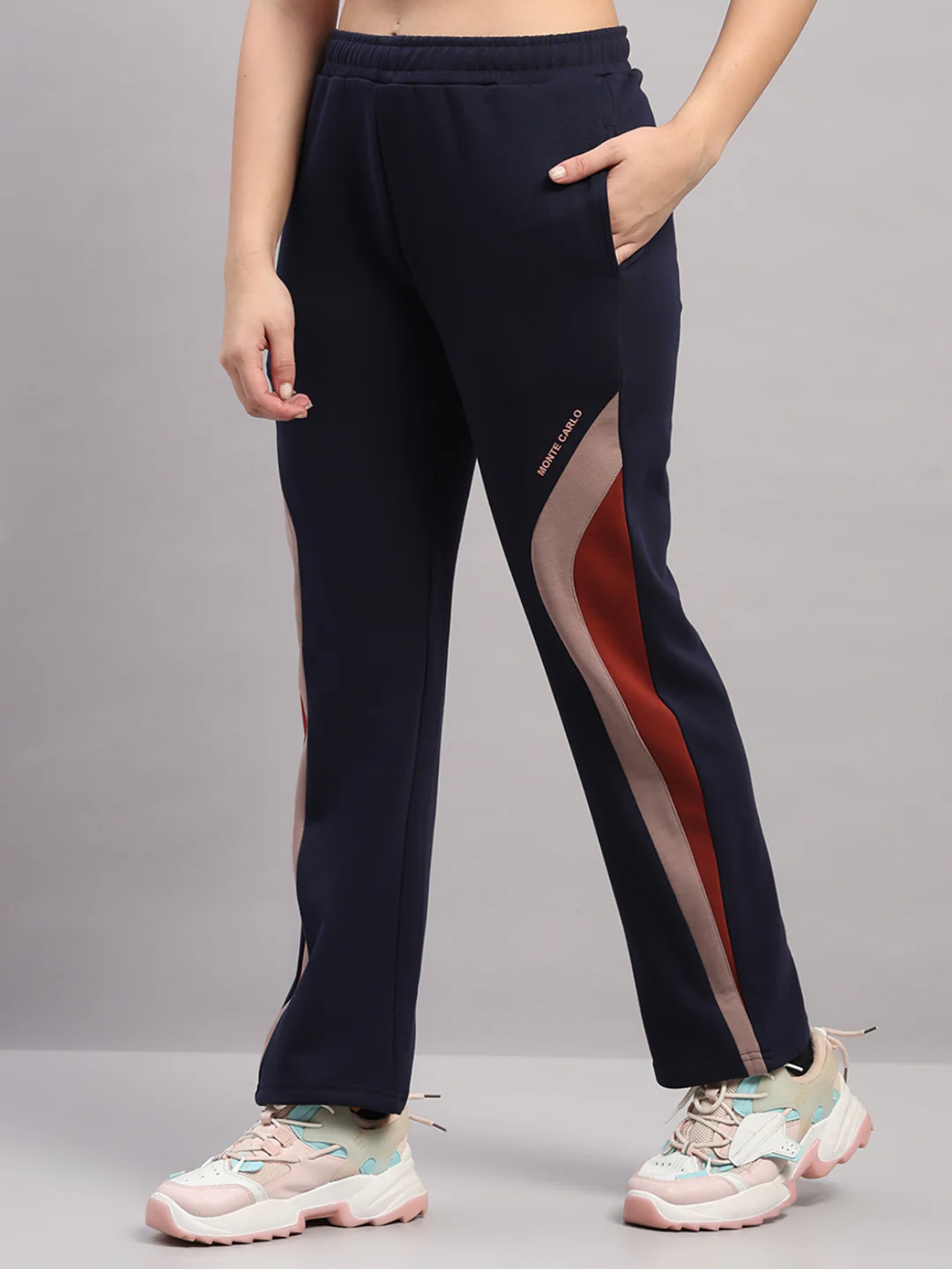 Women Navy Blue Solid Regular Fit Winter Lower - Image 3