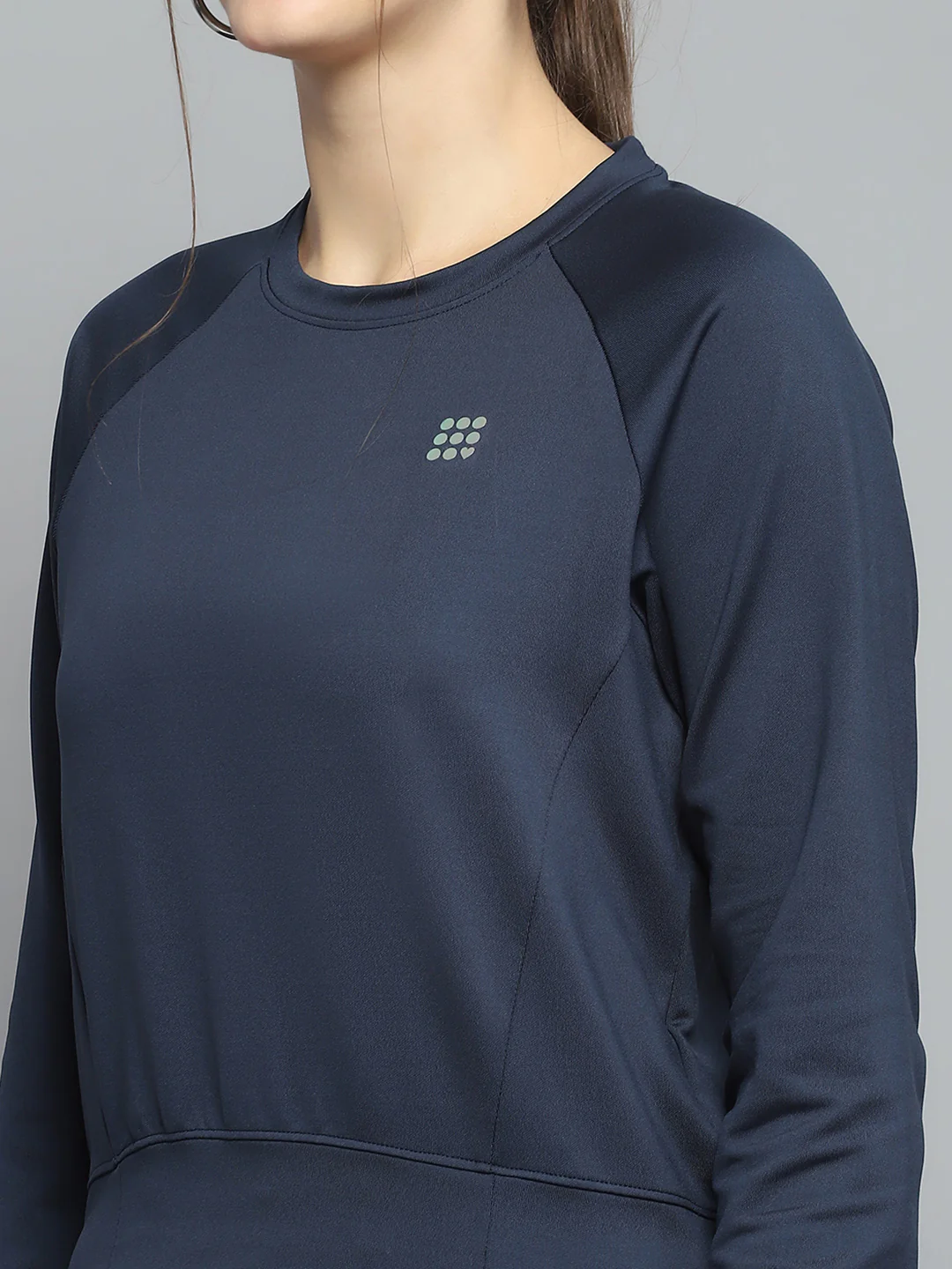 Rock.it Women Navy Blue Solid Round Neck Full Sleeve Sweatshirt - Image 6