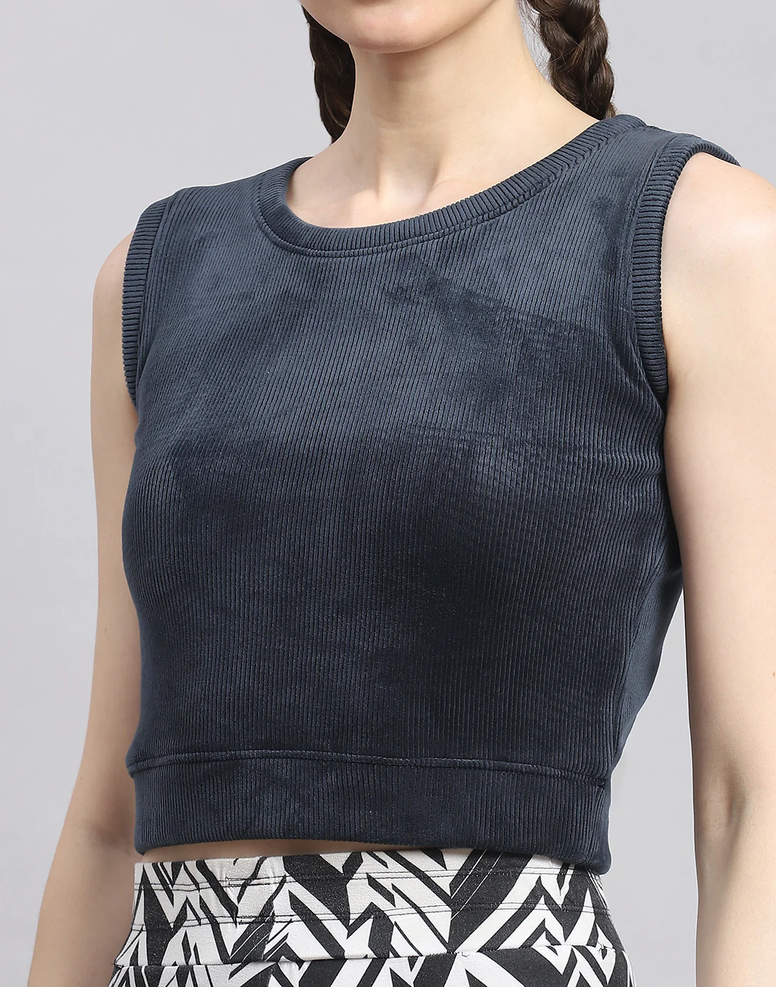 Rock.it Women Navy Blue Solid Round Neck Sleeveless Top - Image 7