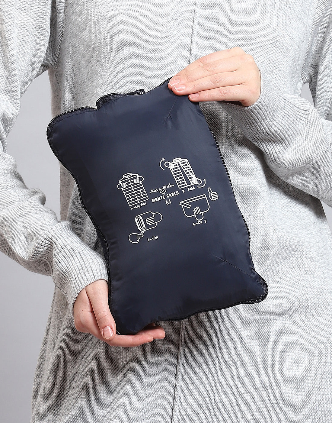 Pack it, style it, slay it, Women Navy Blue Packable Full Sleeve Jacket - Image 2