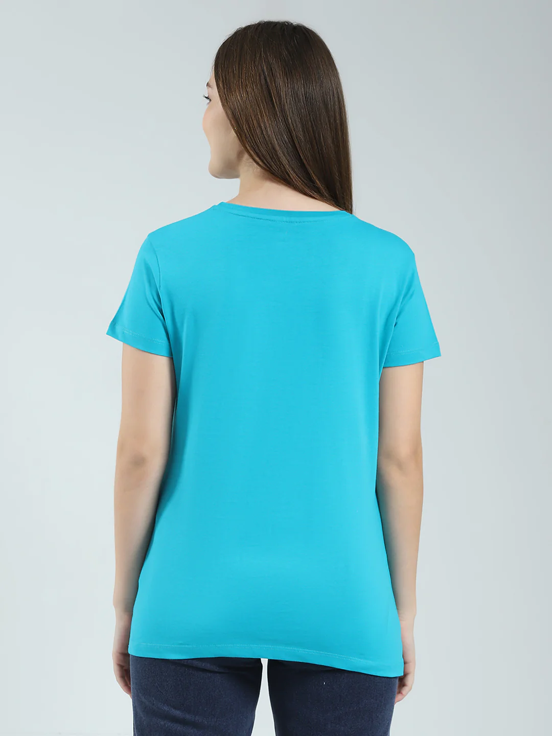 Women Off White & Blue Printed Round Neck Half Sleeve Top (Pack of 2) - Image 9