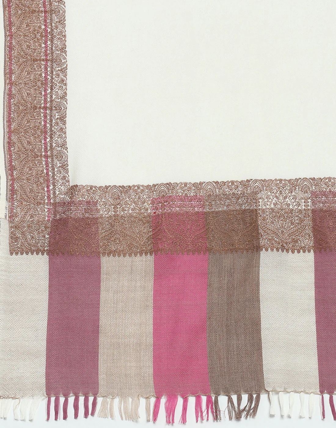 Women Off White Self Design Shawl - Image 5
