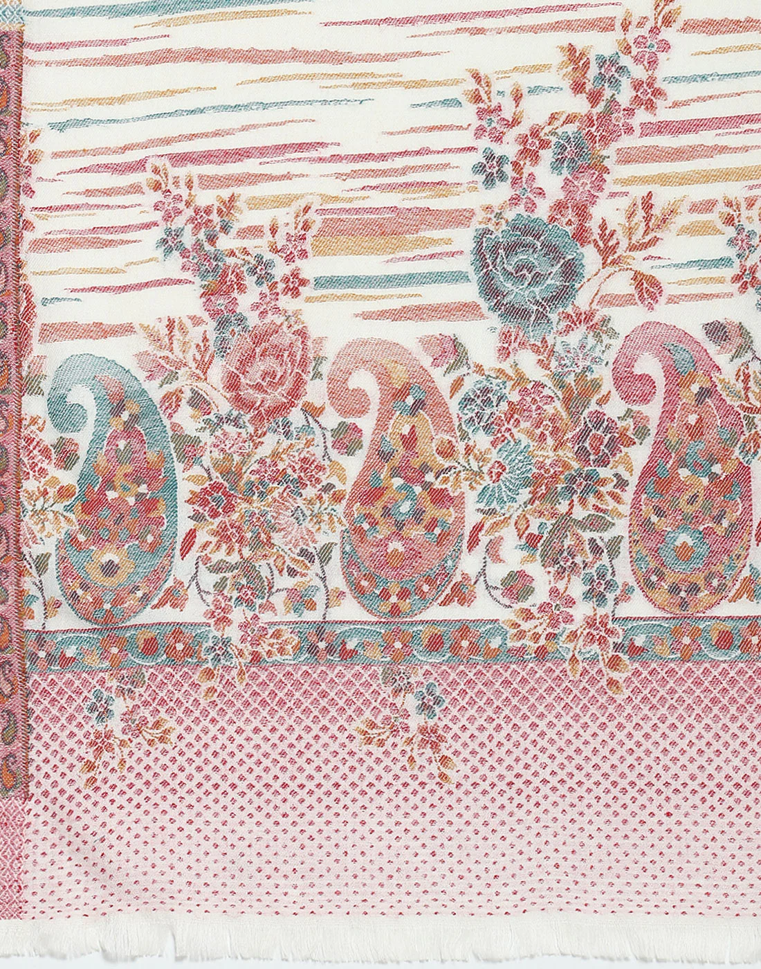 Women Off White Self Design Shawl - Image 7