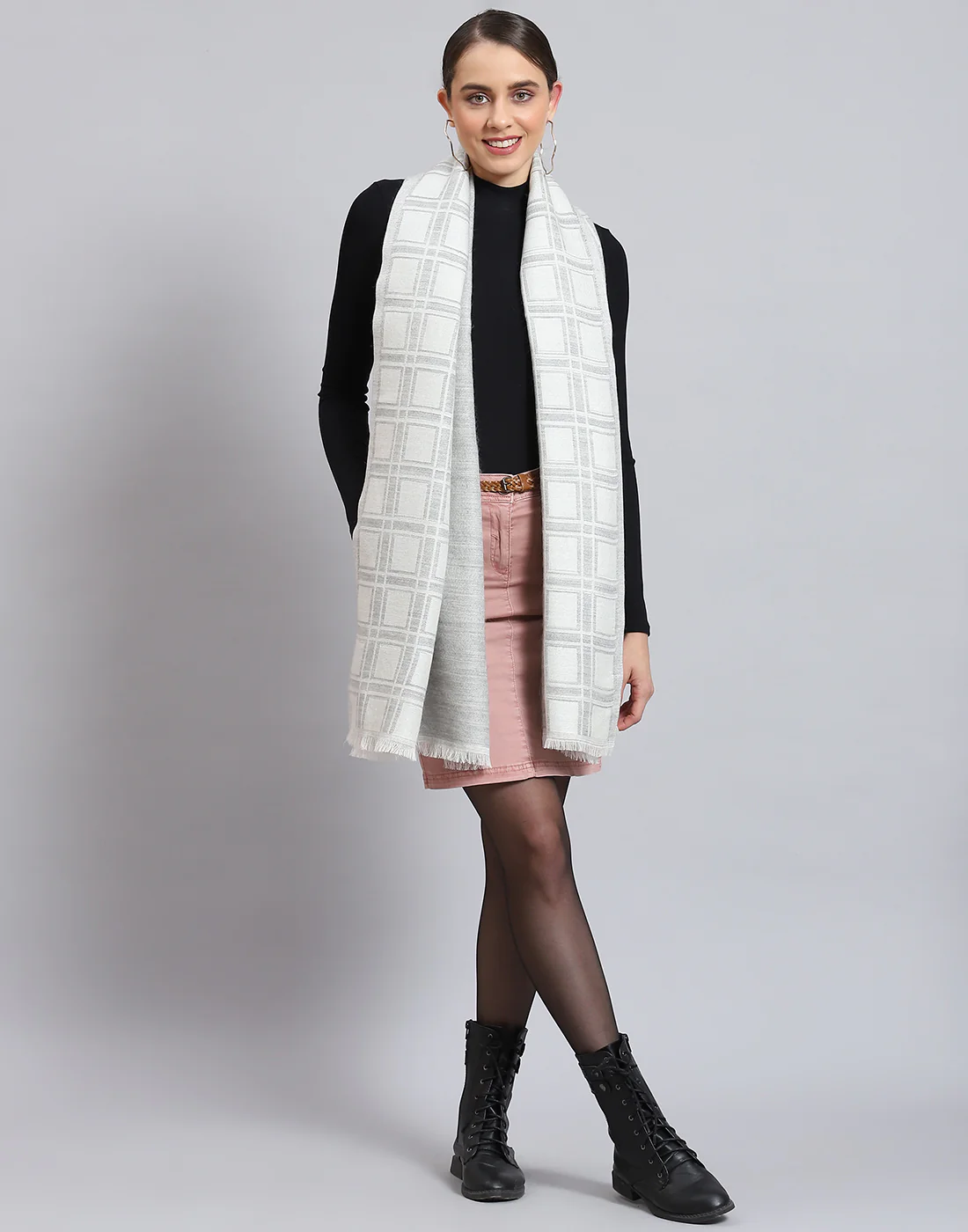 Women Off White Self Design Stole - Image 7