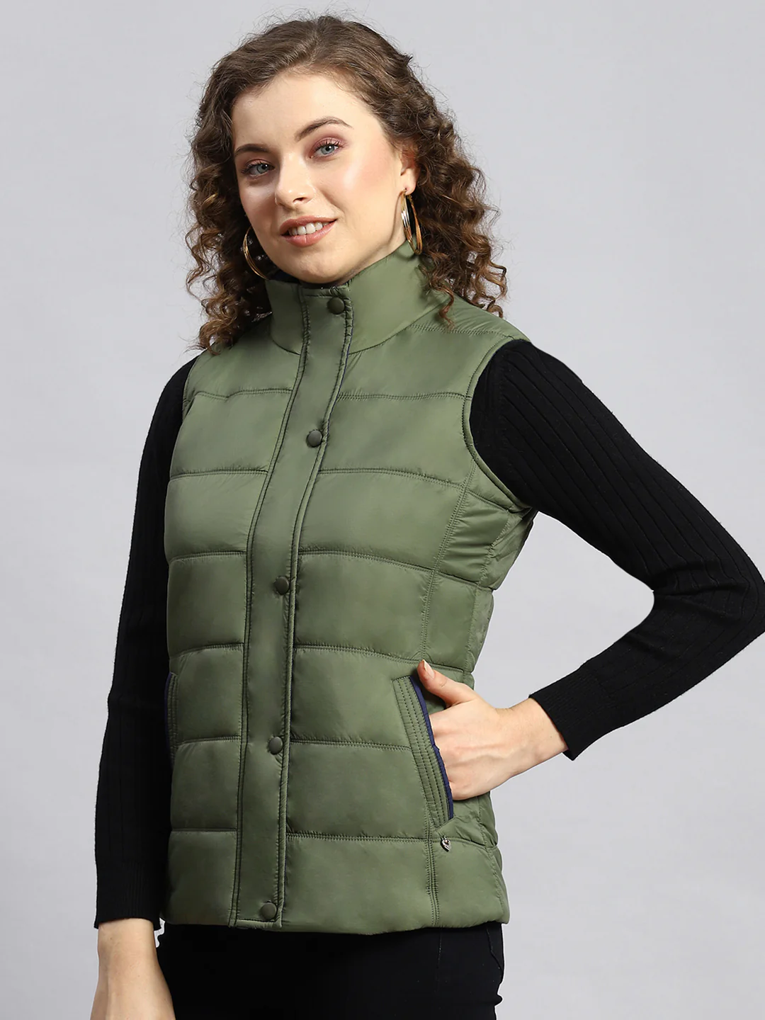 Women Olive Printed Jacket - Image 4