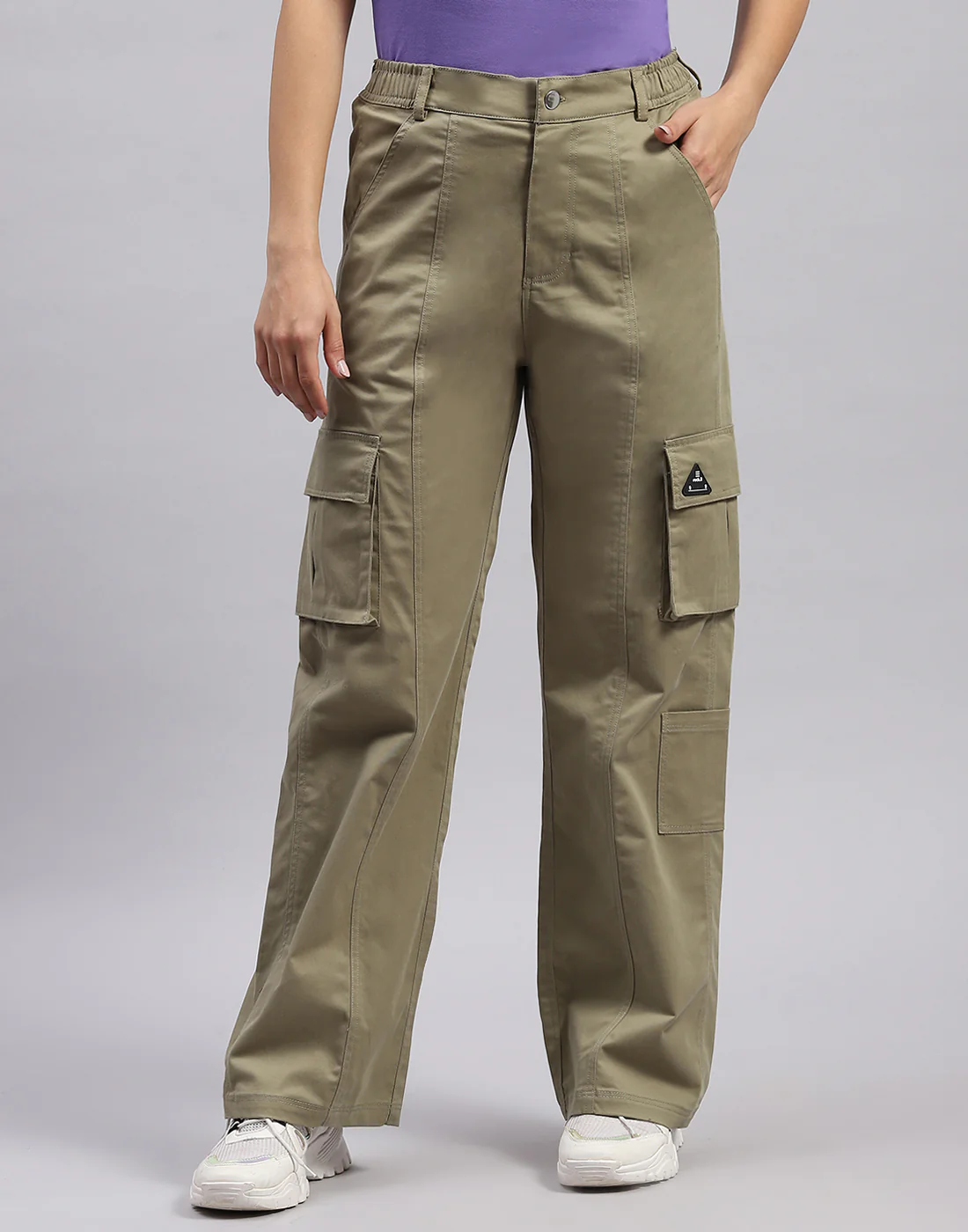Rock.it Women Olive Solid Regular Fit Cargo - Image 4